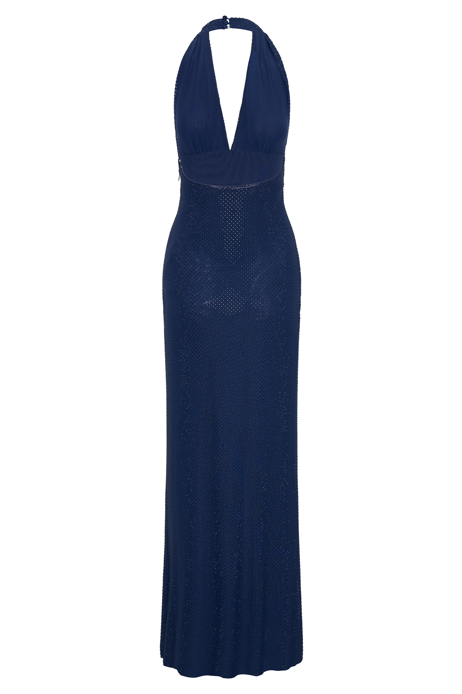 Harriet Halter Neck Diamante Maxi Dress - Navy | MESHKI