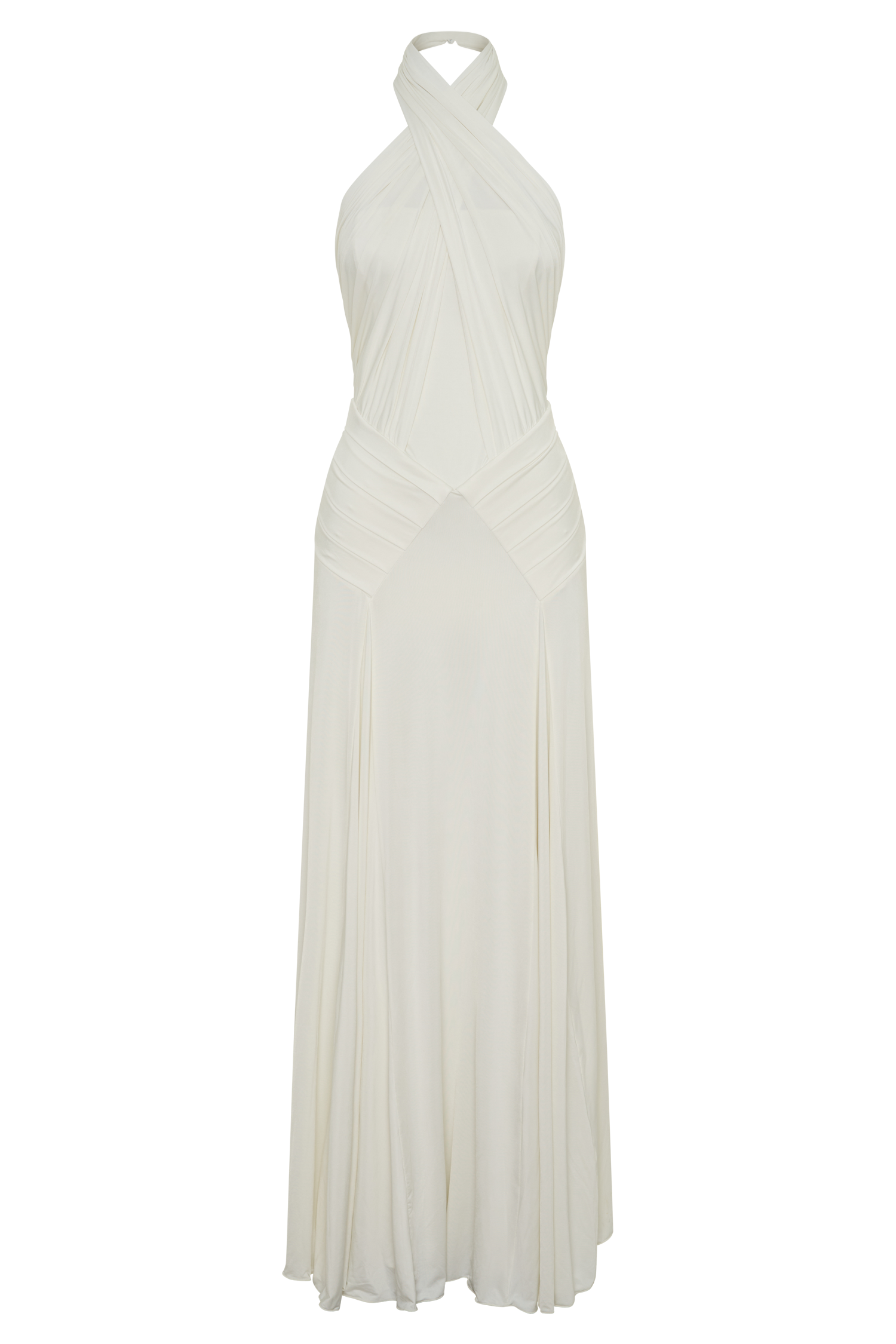 Indira Gathered Slinky Halter Maxi Dress - Ivory #9