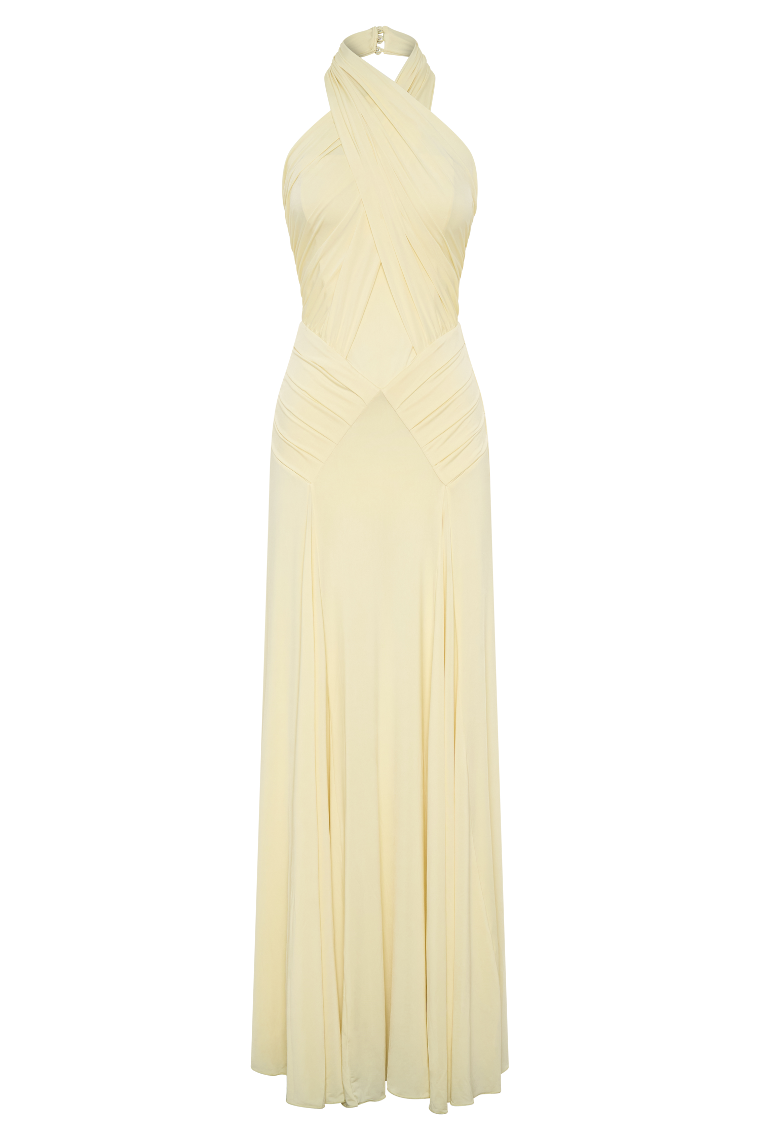 Indira Gathered Slinky Halter Maxi Dress - Lemon #8