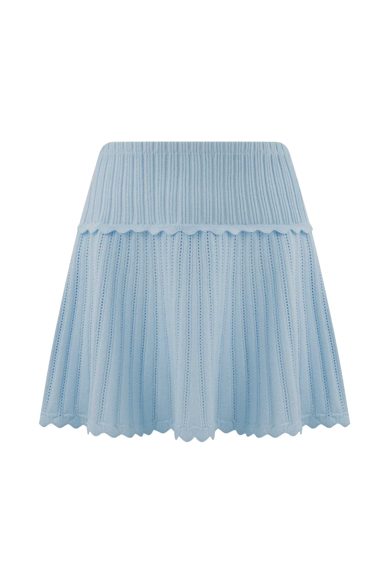 Indy Pointelle Knit Mini Skirt - Cornflower Blue #9