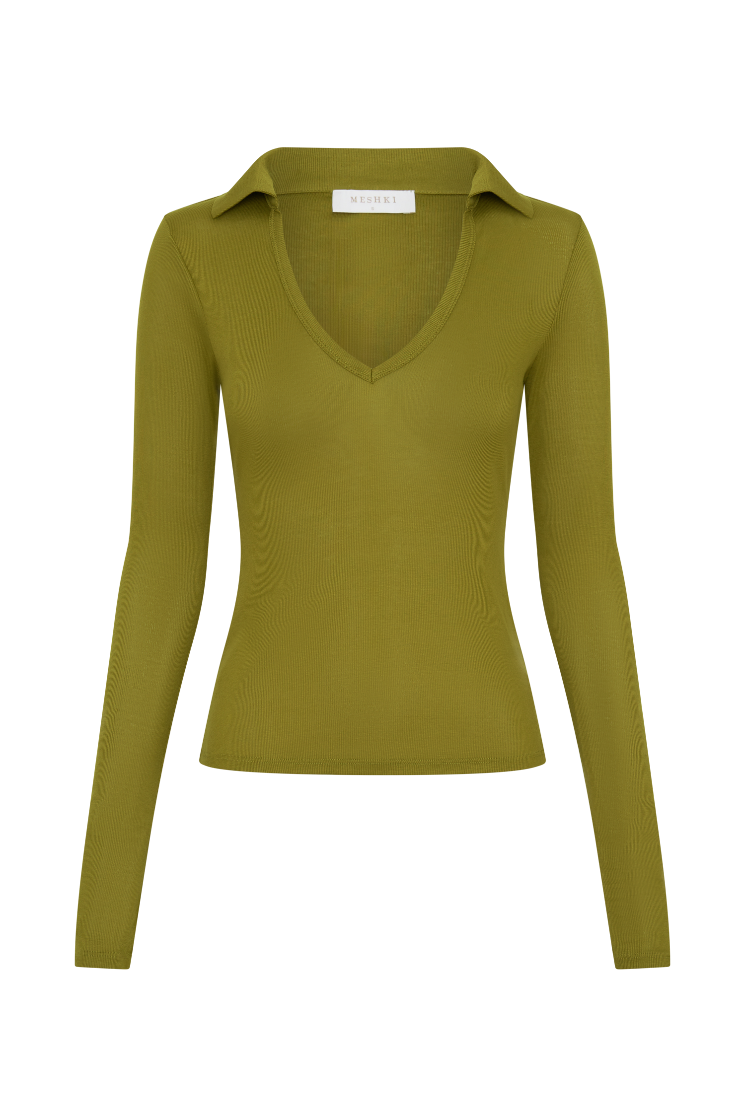 Jessina Collared Long Sleeve Top - Olive #8