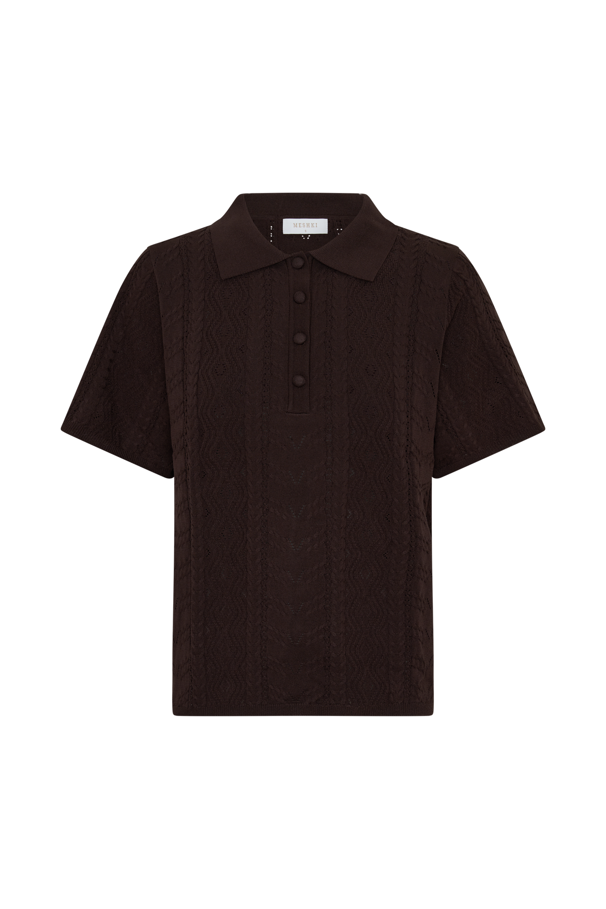 Jill Pointelle Knit Top - Chocolate #8