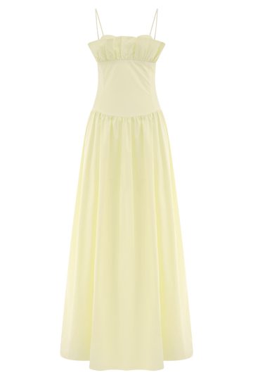 Janis Cotton Frill Maxi Dress - Lemon