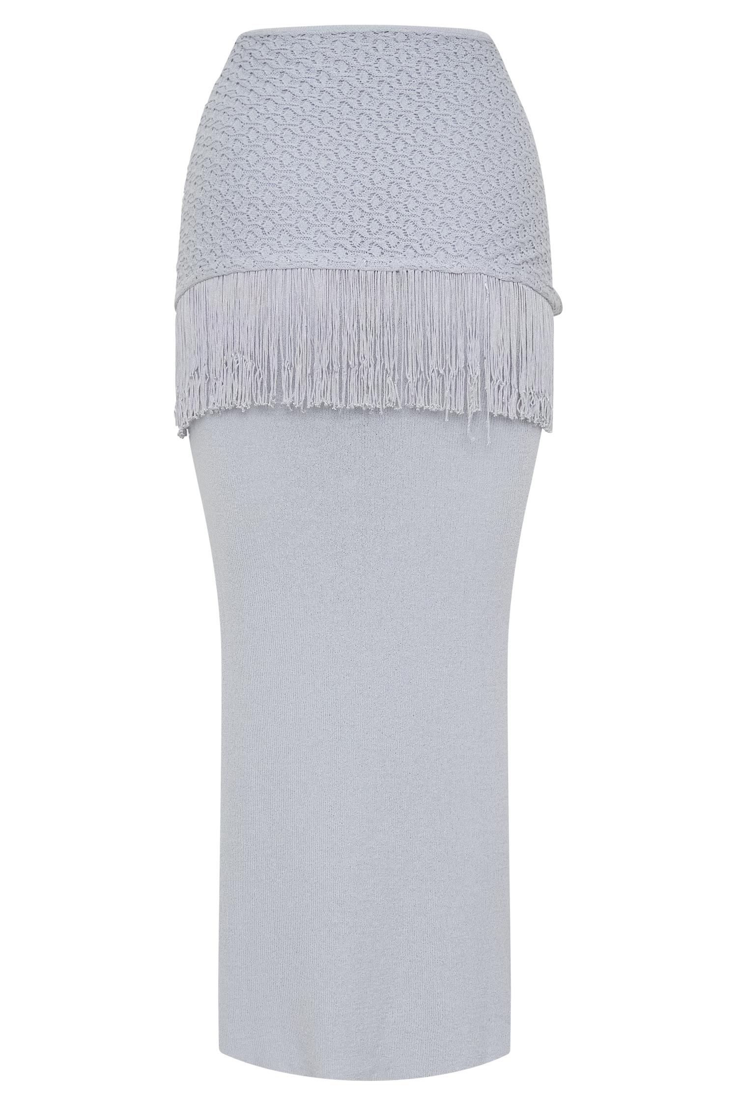 Jaytee Knit Maxi Skirt With Fringe Tie - Sky Blue #8
