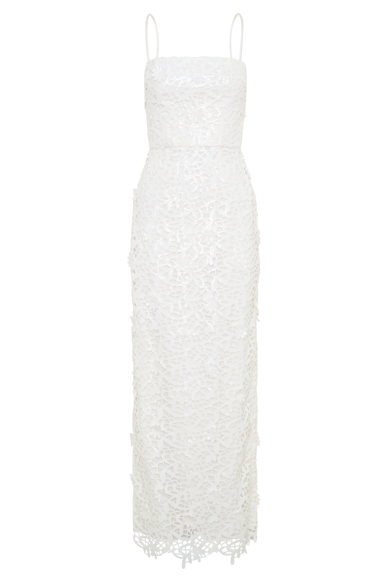 Josefa Sequin Lace Maxi Dress - White #7