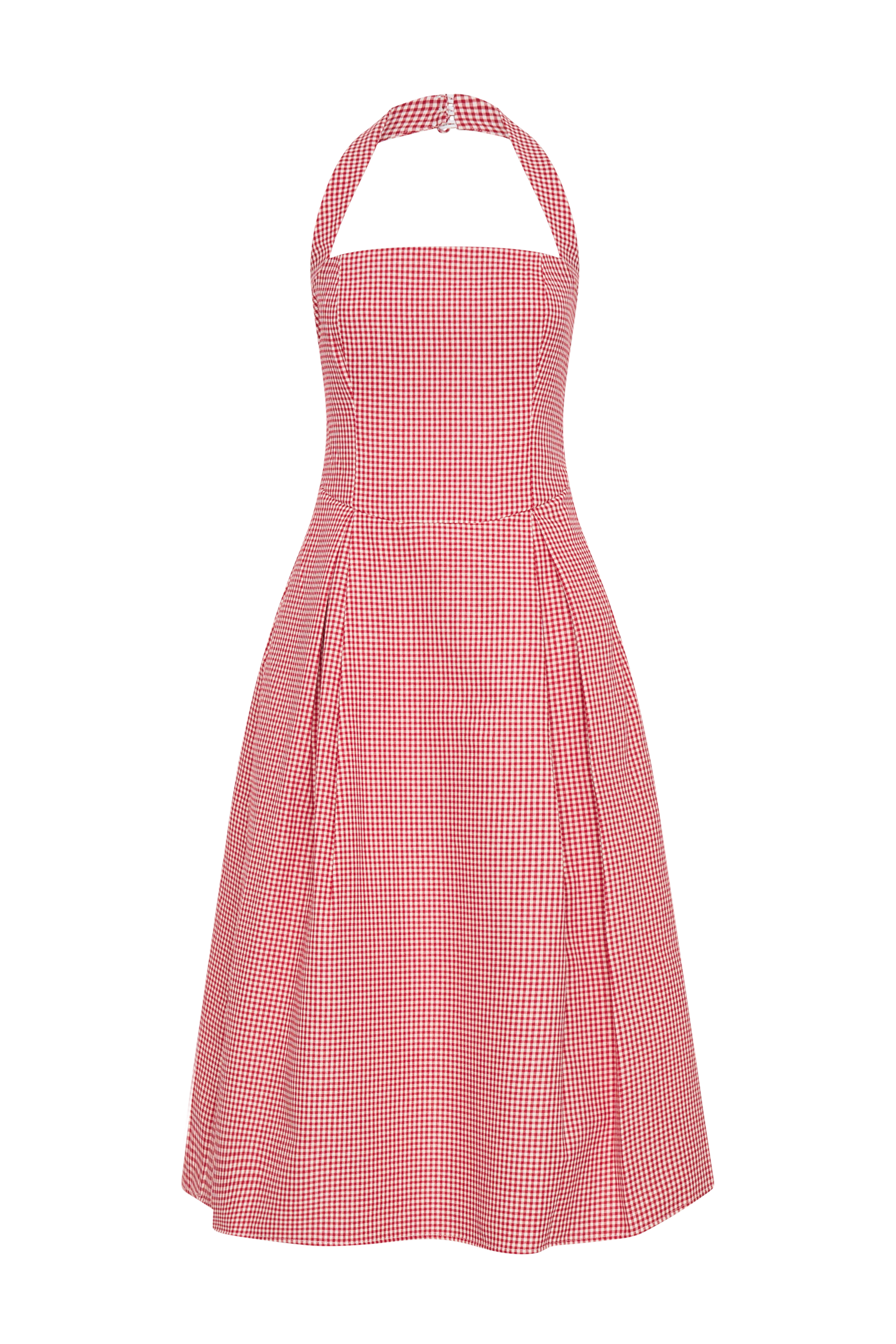 open lace back dress Juana Halter Midi Dress - Red Gingham