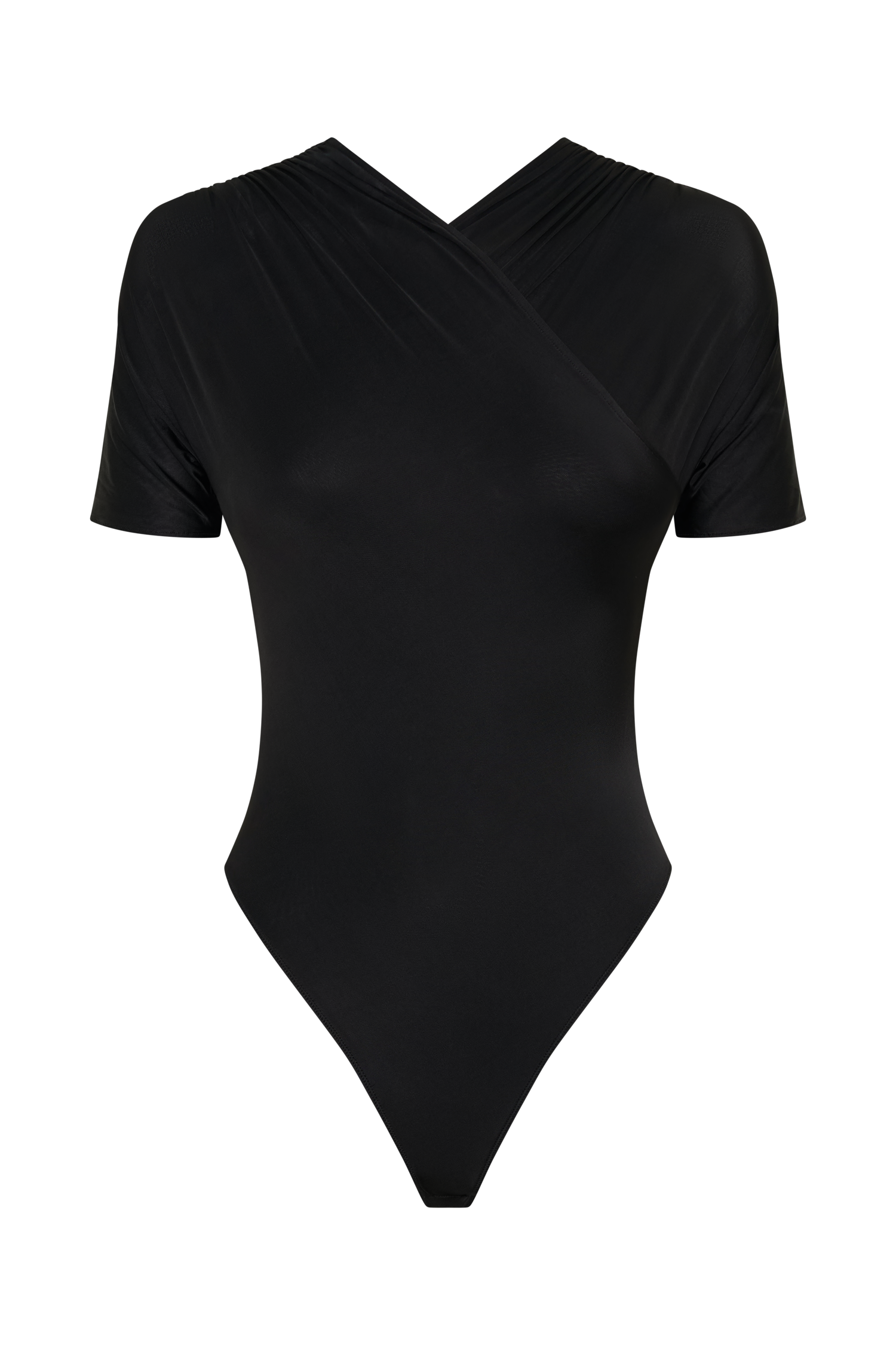 Junie Shortsleeve Cross-Over Bodysuit - Black #9