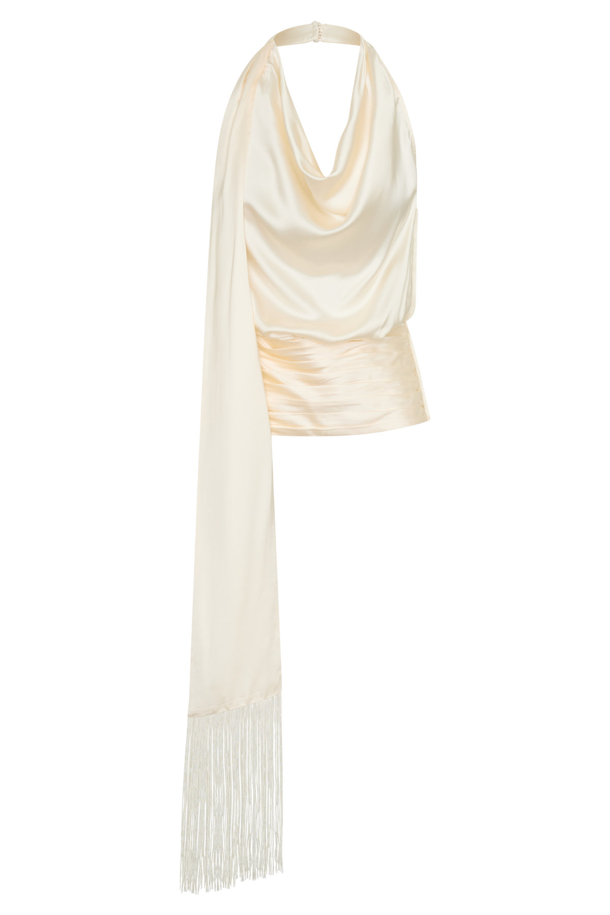 Keena Satin Top With Fringe Scarf - Ivory #8