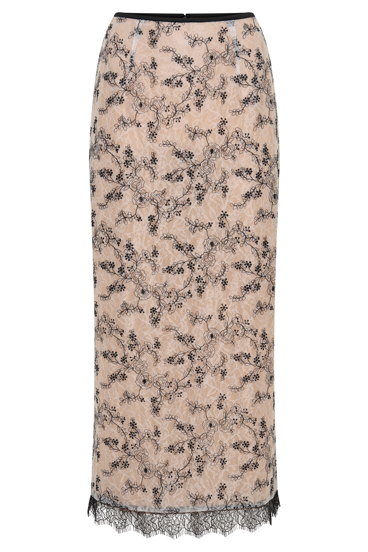 Kimberly Lace Pencil Midi Skirt - Nude Lace #11