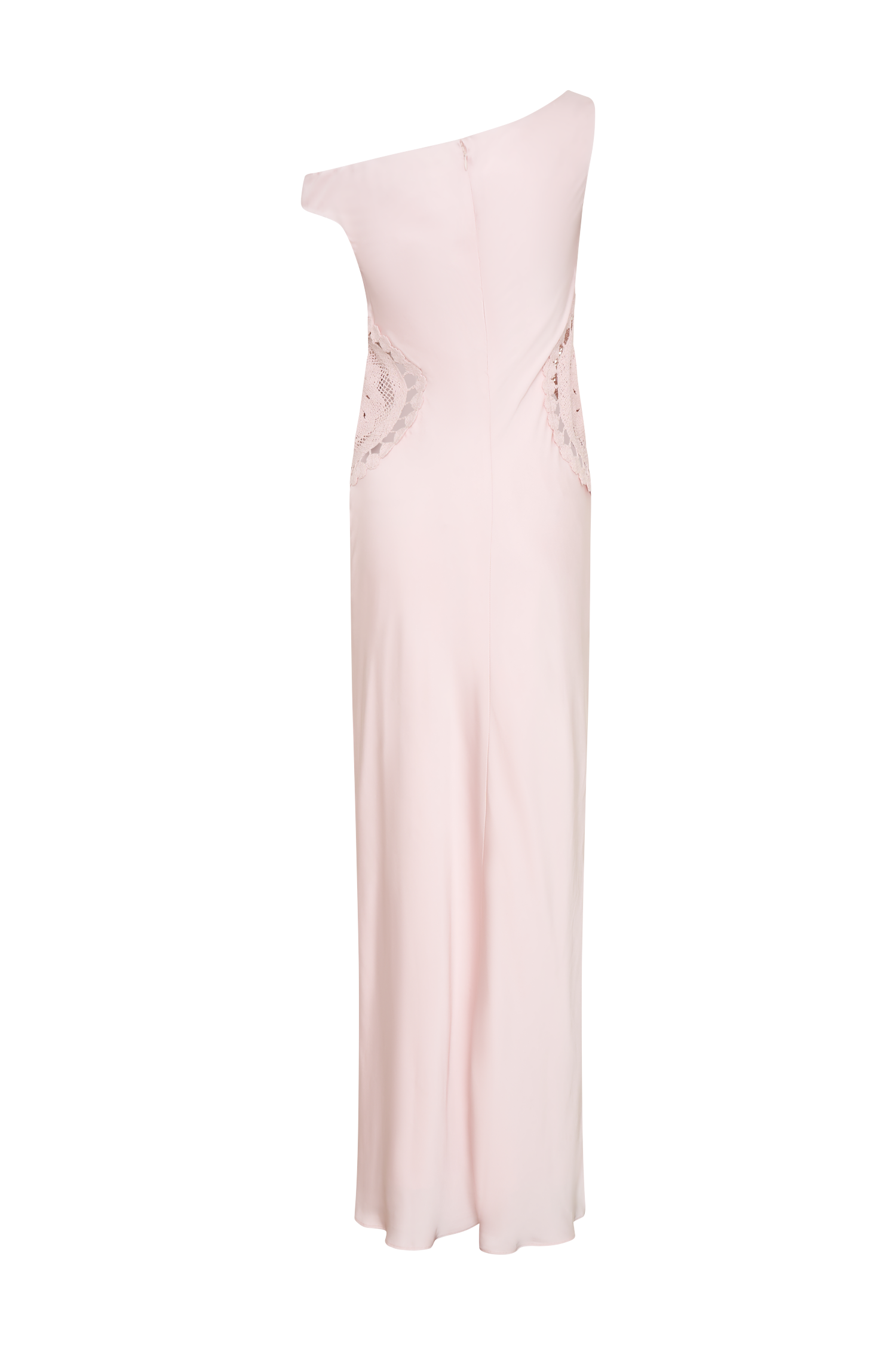 Kristina Satin Maxi Dress With Crochet Pale Pink MESHKI