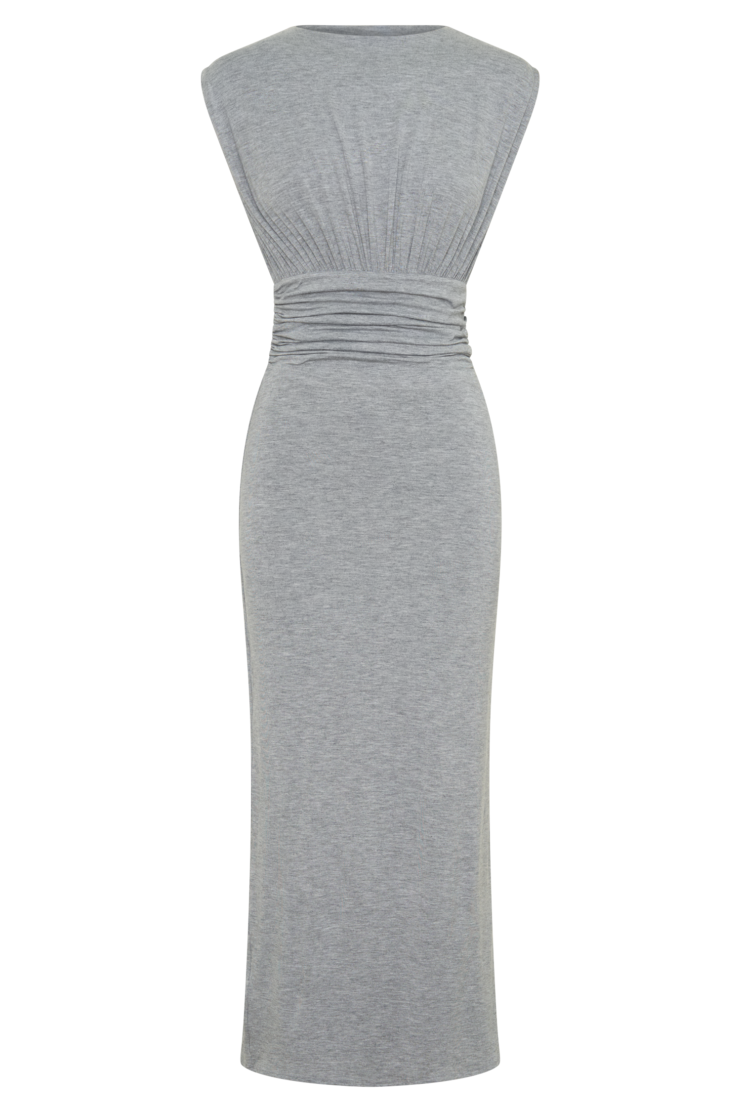 Kura Ruched Modal Sleeveless Midi Dress - Grey Marle #9