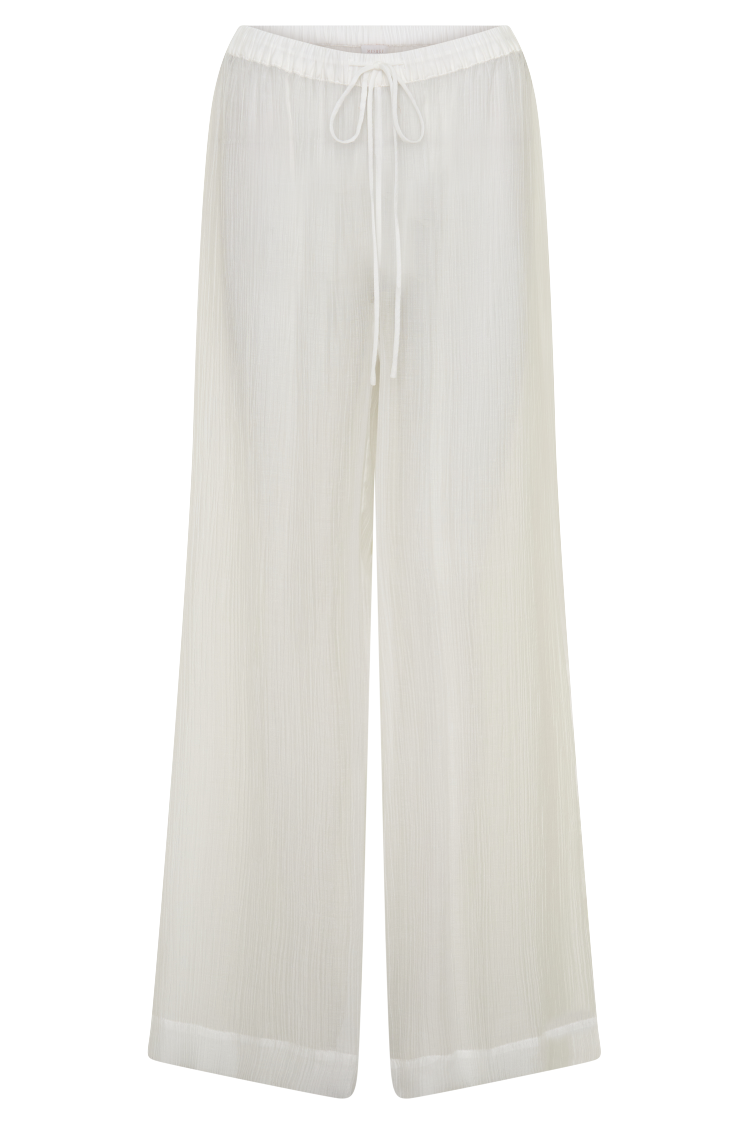Leilani Sheer Drawstring Wide Leg Pants - Ivory #9