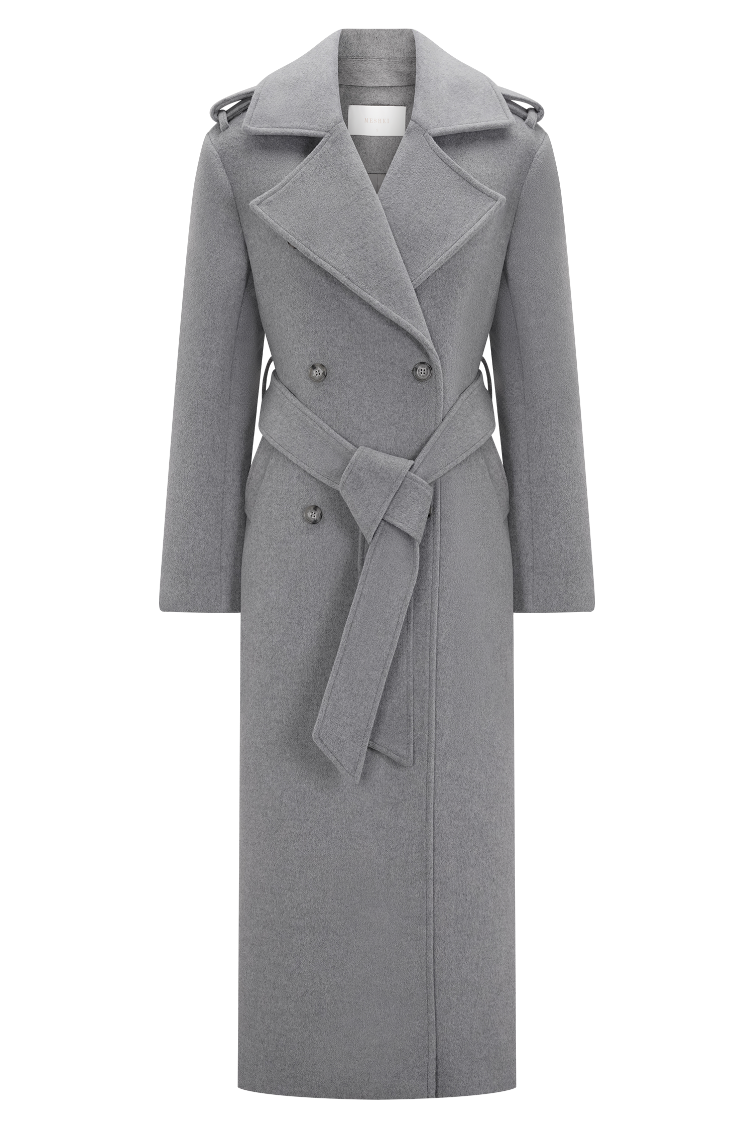 Levi Long Trench Wool Coat - Grey Marle #10
