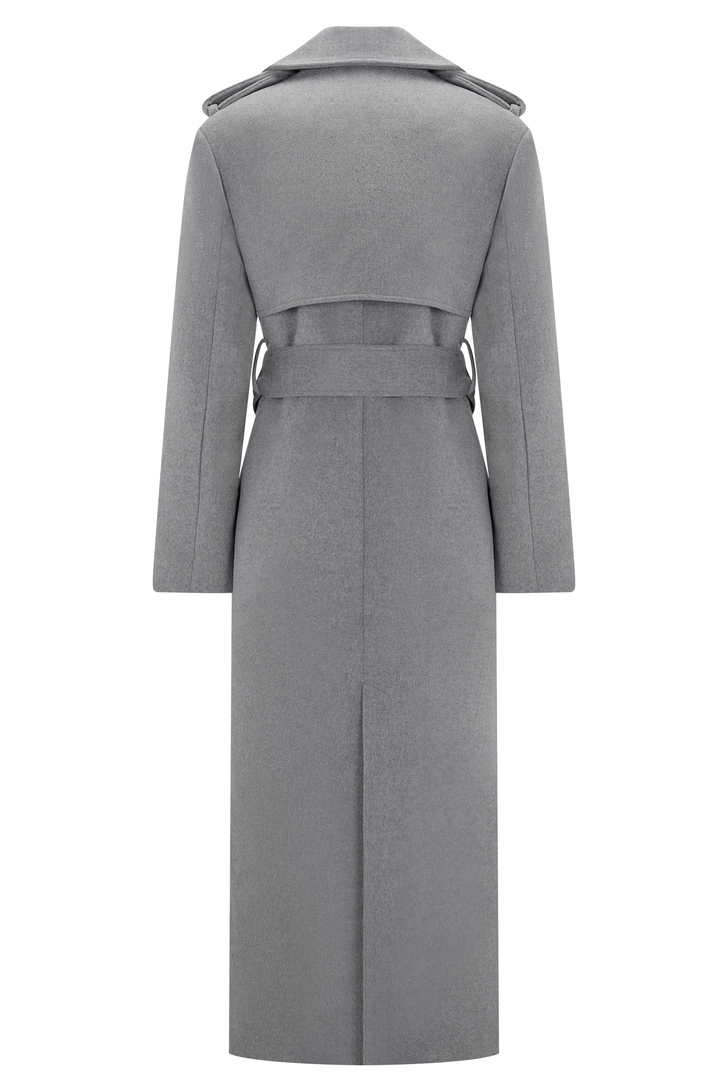 Levi Long Trench Wool Coat - Grey Marle #9