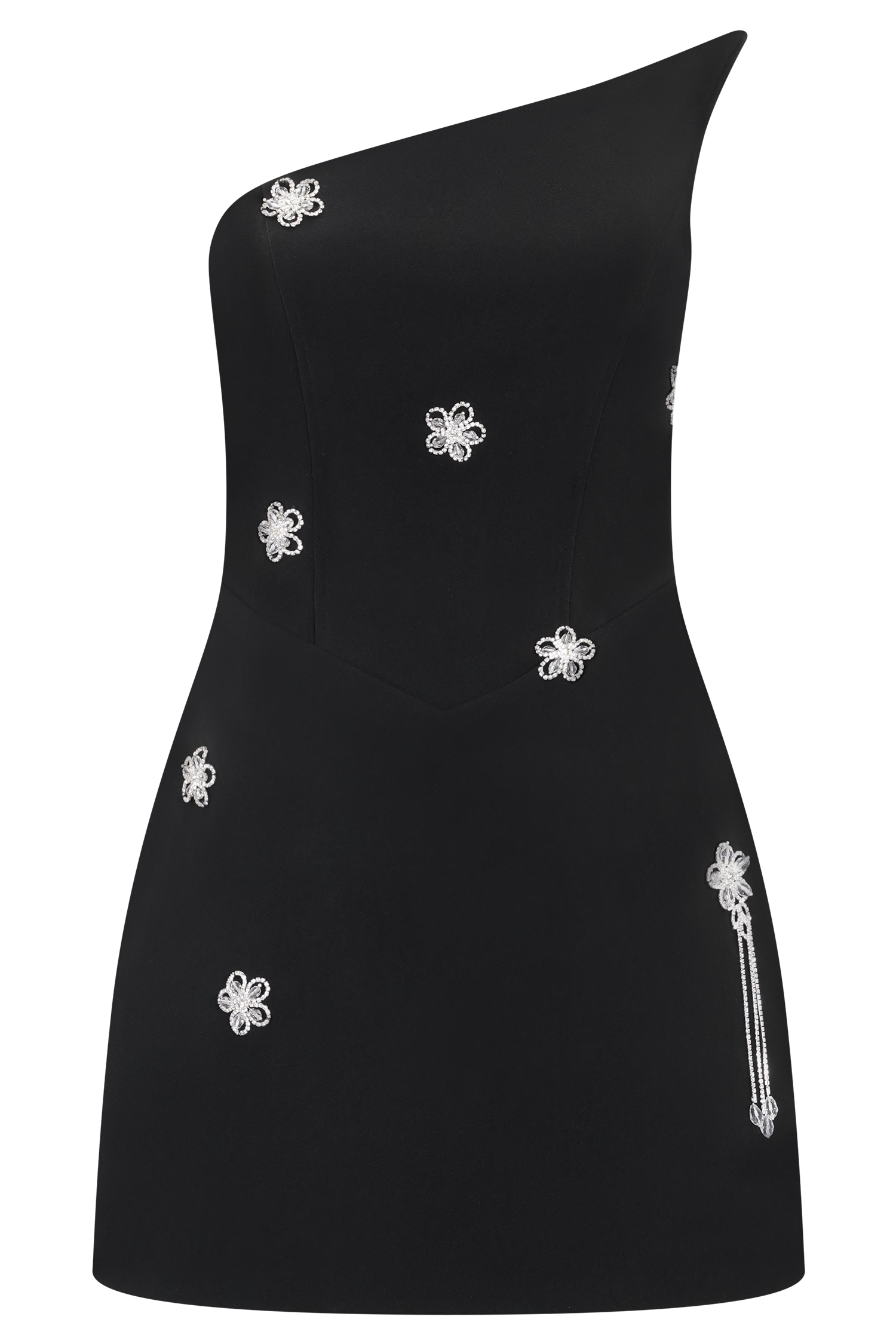 Liva Strapless Diamante Floral Trim Mini Dress - Black #13