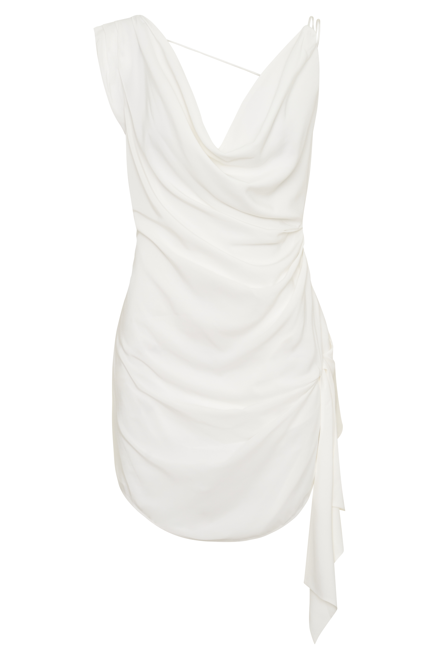 Lucile Cowl Drape Satin Mini Dress - White #9