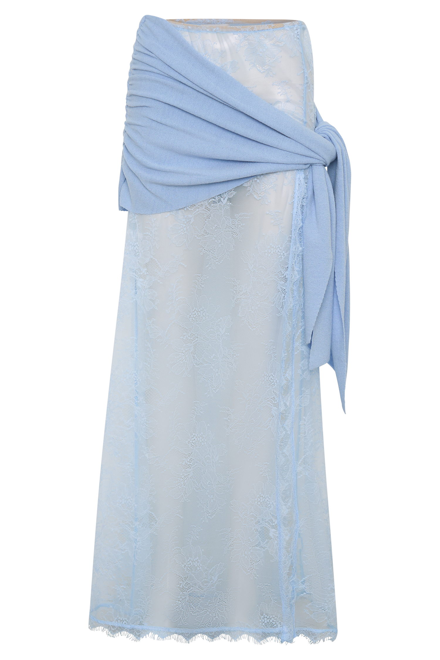 Lucy Lace And Knit Skirt - Cornflower Blue #9