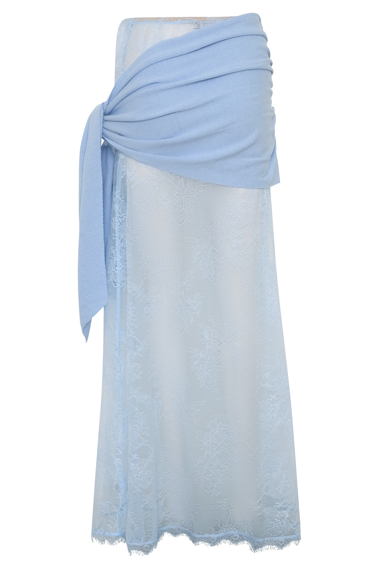 Lucy Lace And Knit Skirt - Cornflower Blue #8