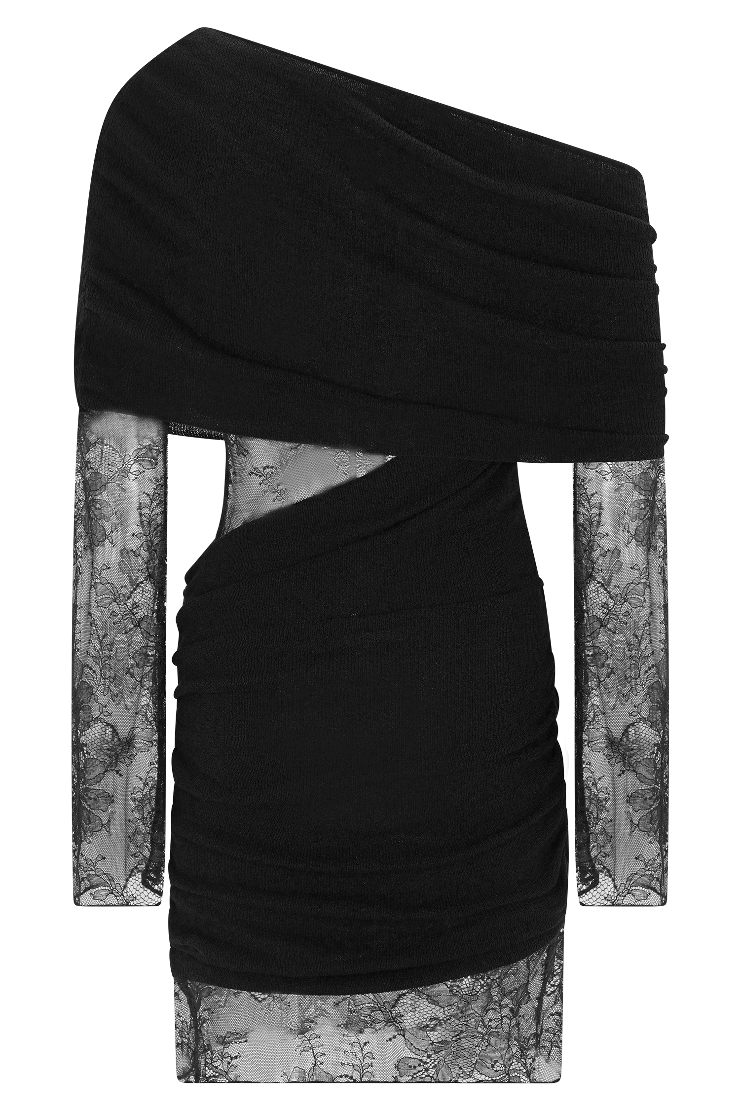 Luxie Lace Knit Mini Dress - Black #7