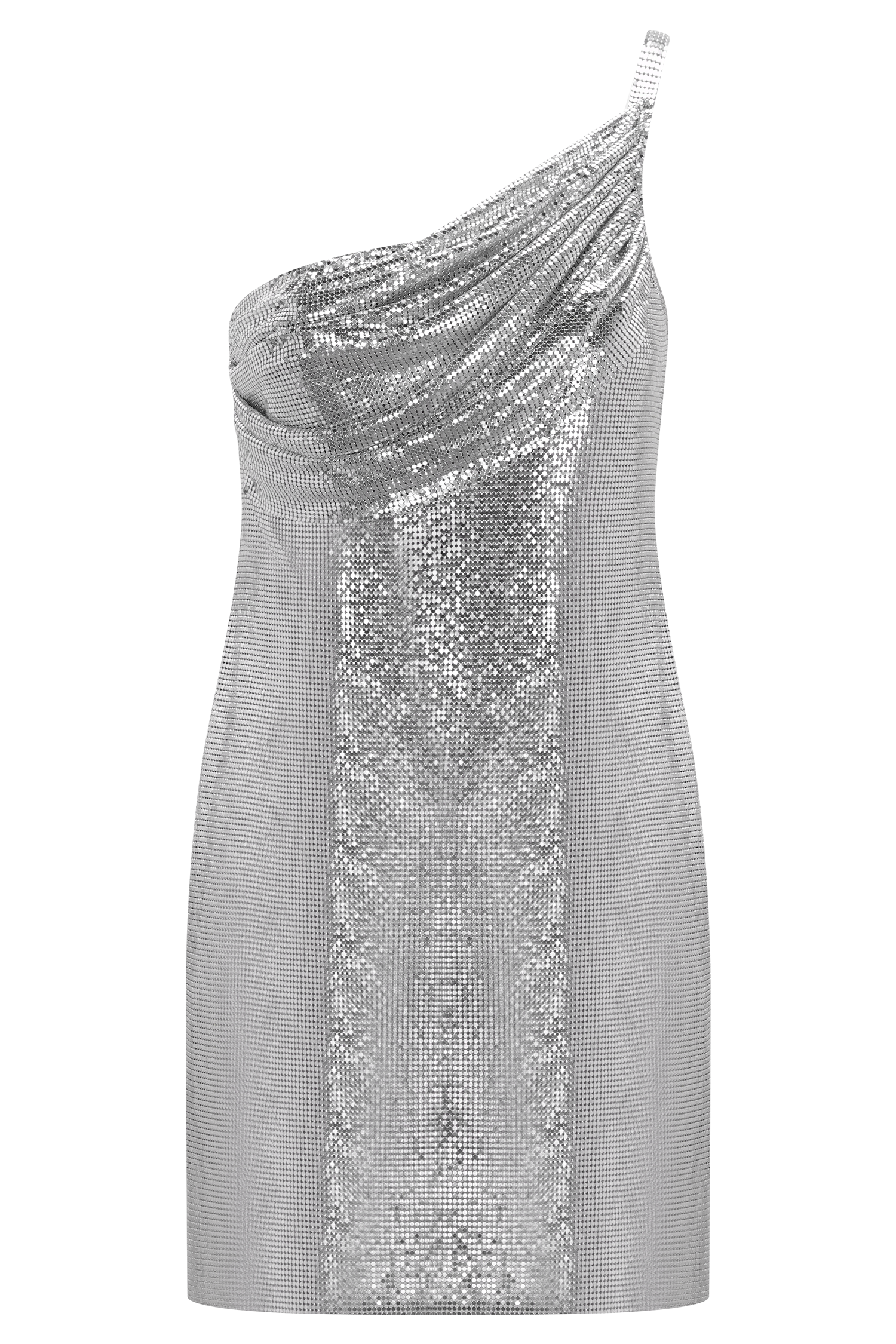 Lyle One Shoulder Glow Mesh Mini Dress - Silver #15