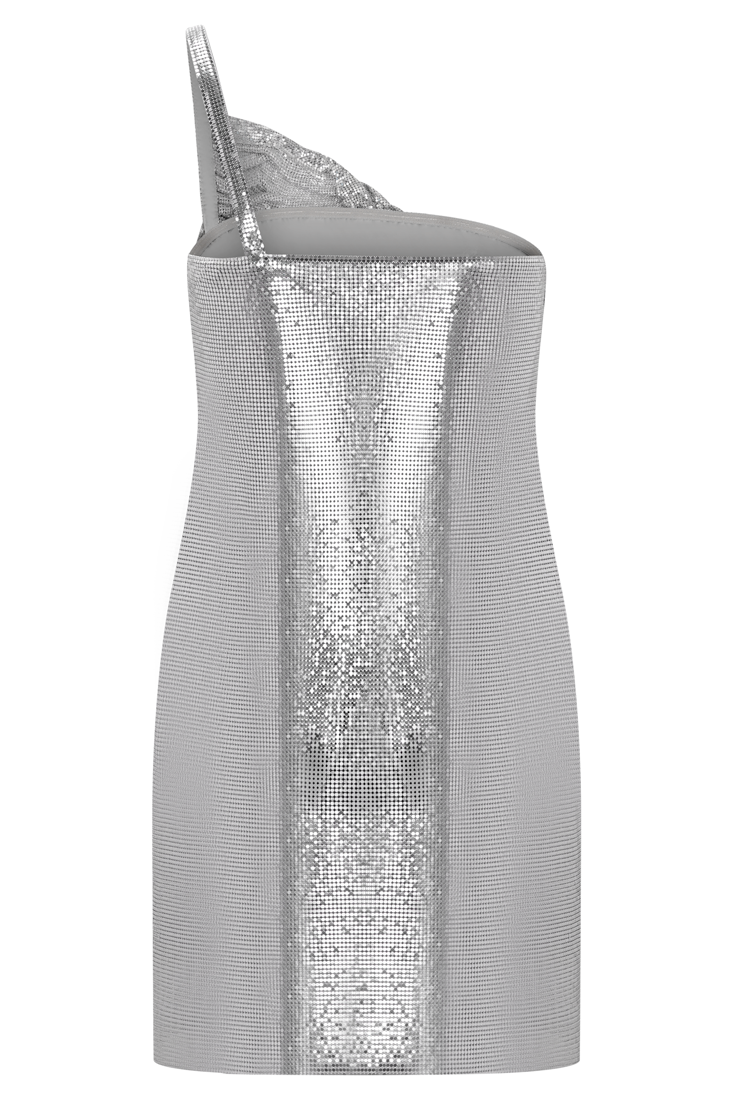 Lyle One Shoulder Glow Mesh Mini Dress - Silver #14