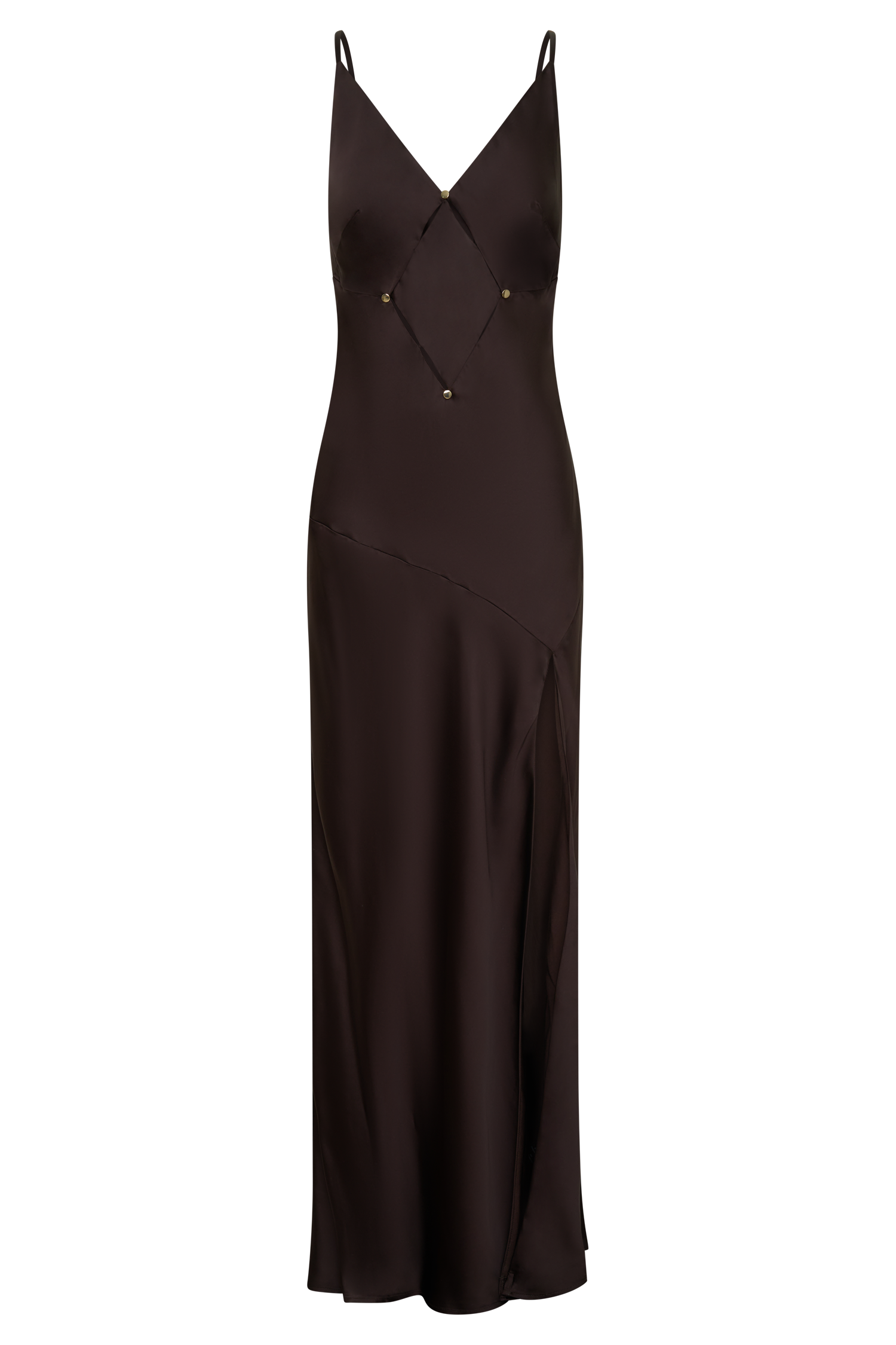 Maddison V Neck Satin Maxi Dress - Dark Chocolate #9
