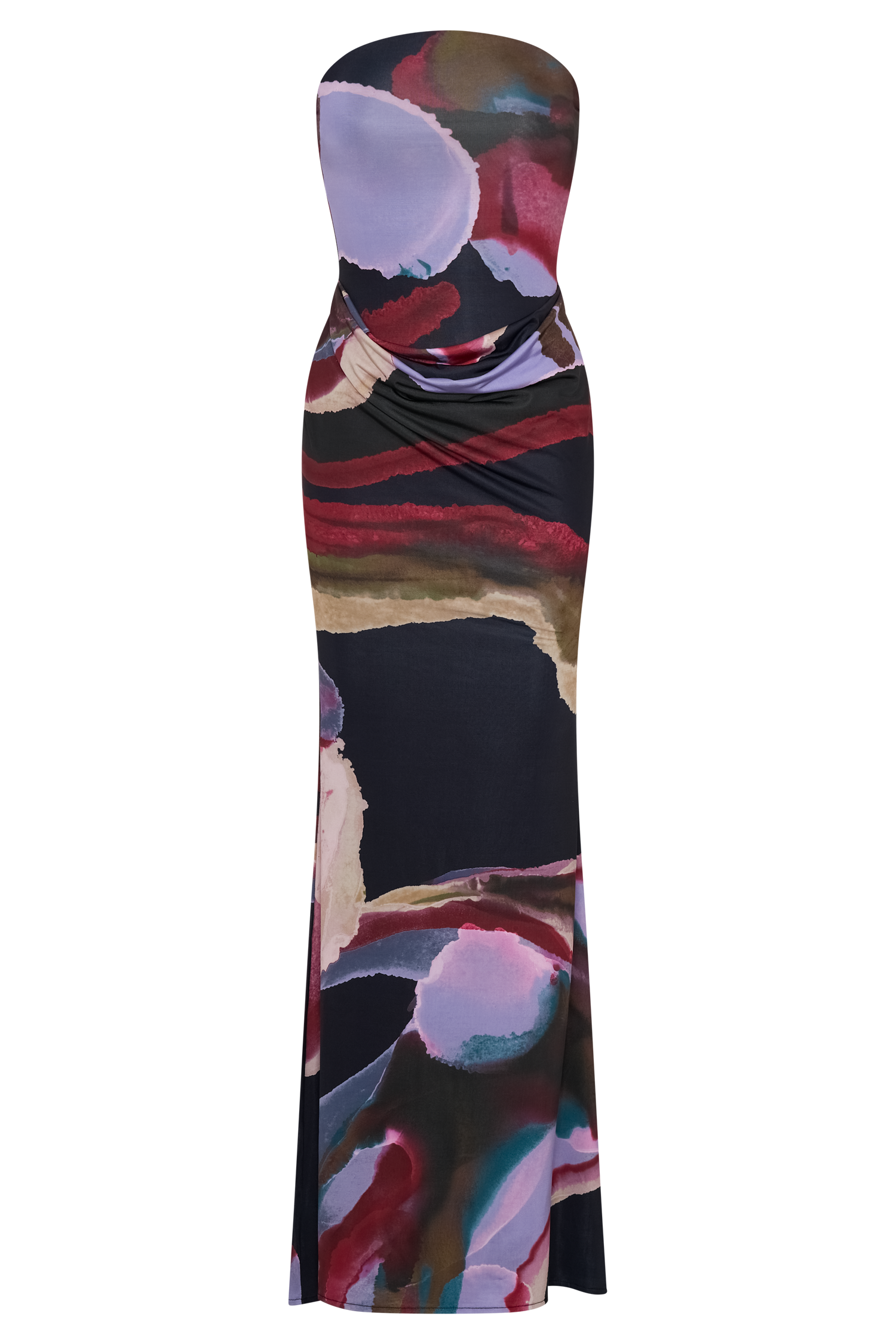 Madison Strapless Slinky Maxi Dress - Multi Fluid Reverie Print #11