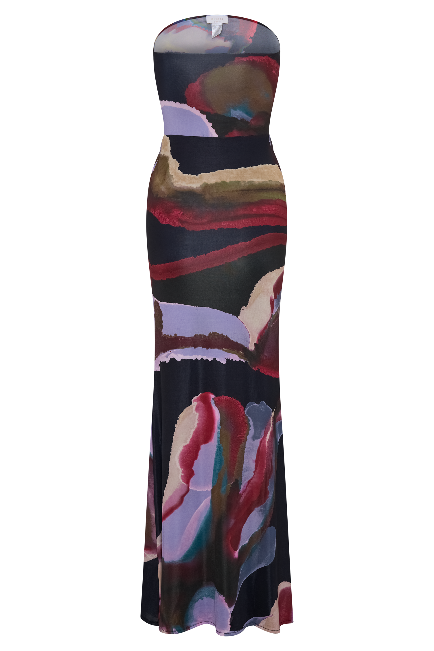 Madison Strapless Slinky Maxi Dress - Multi Fluid Reverie Print #10