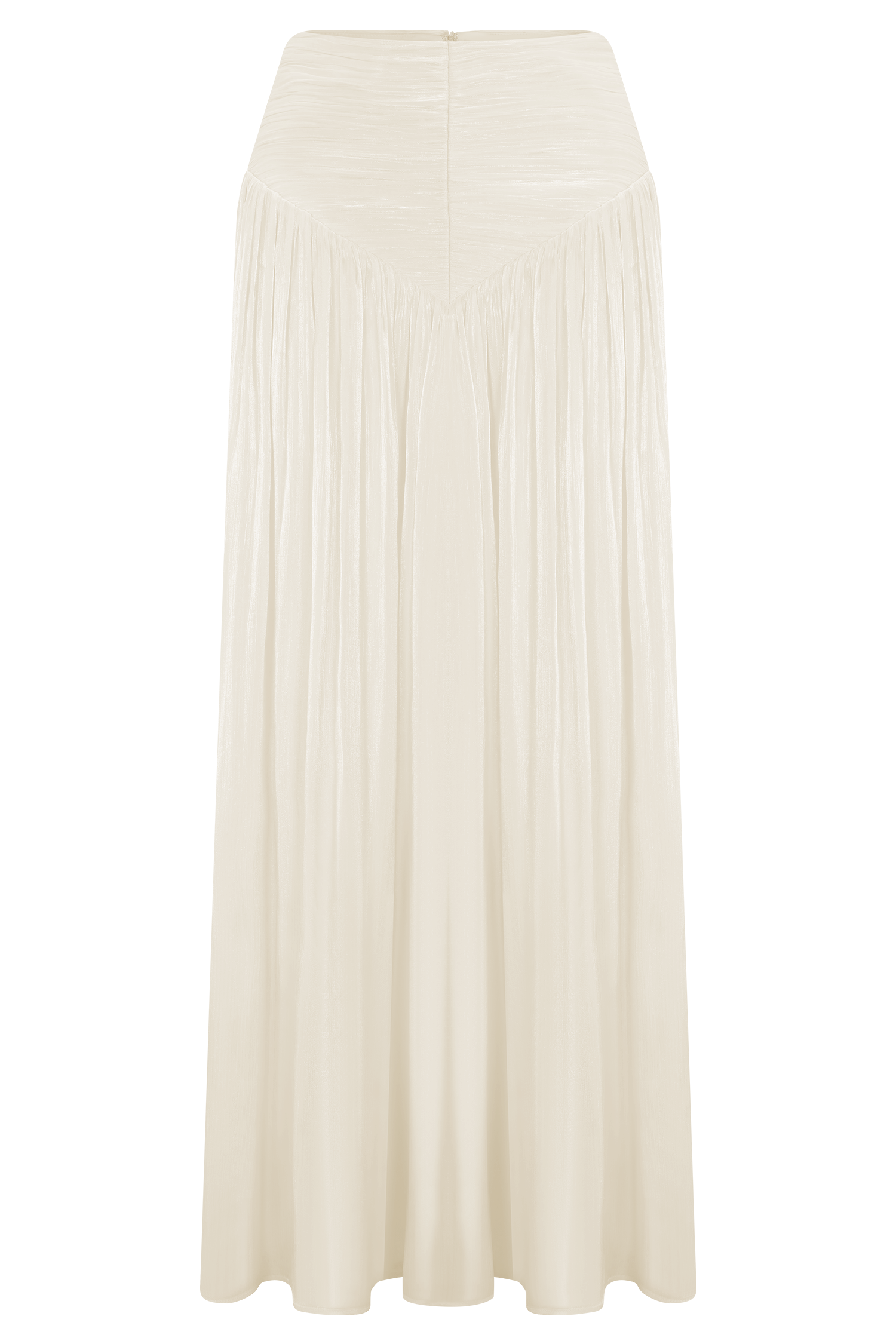 Makena Gathered Midi Skirt - Opal White #12