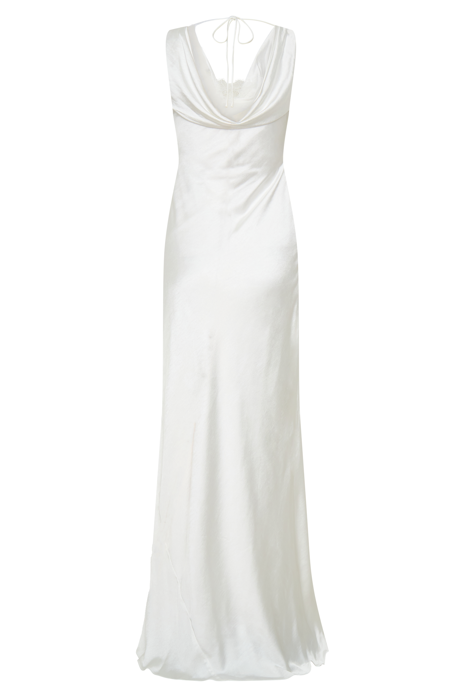 Ashley Cowl Neck Lace And Satin Maxi Dress - Ivory #11