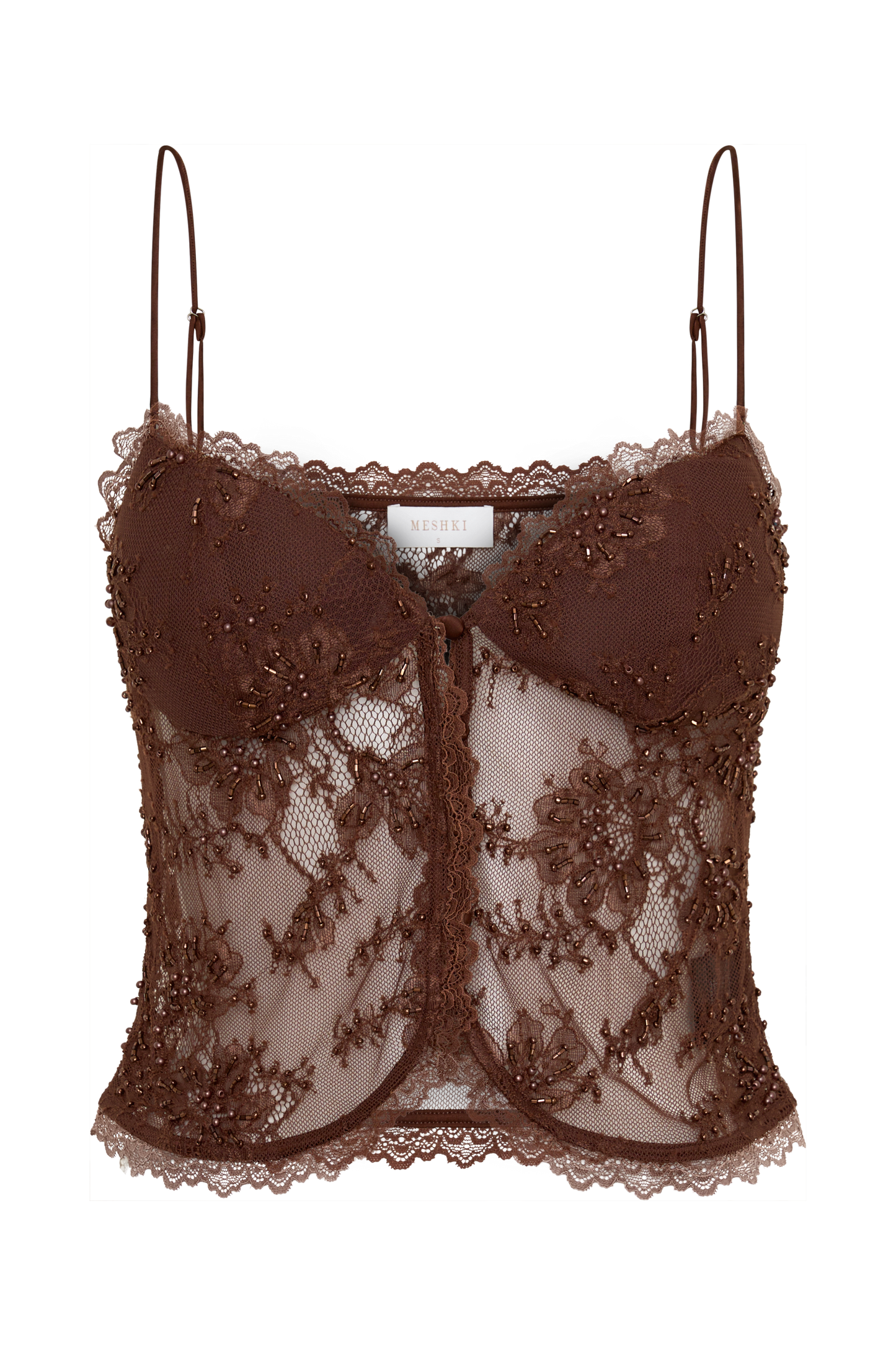 Marcelle Sweetheart Lace Top - Dark Chocolate