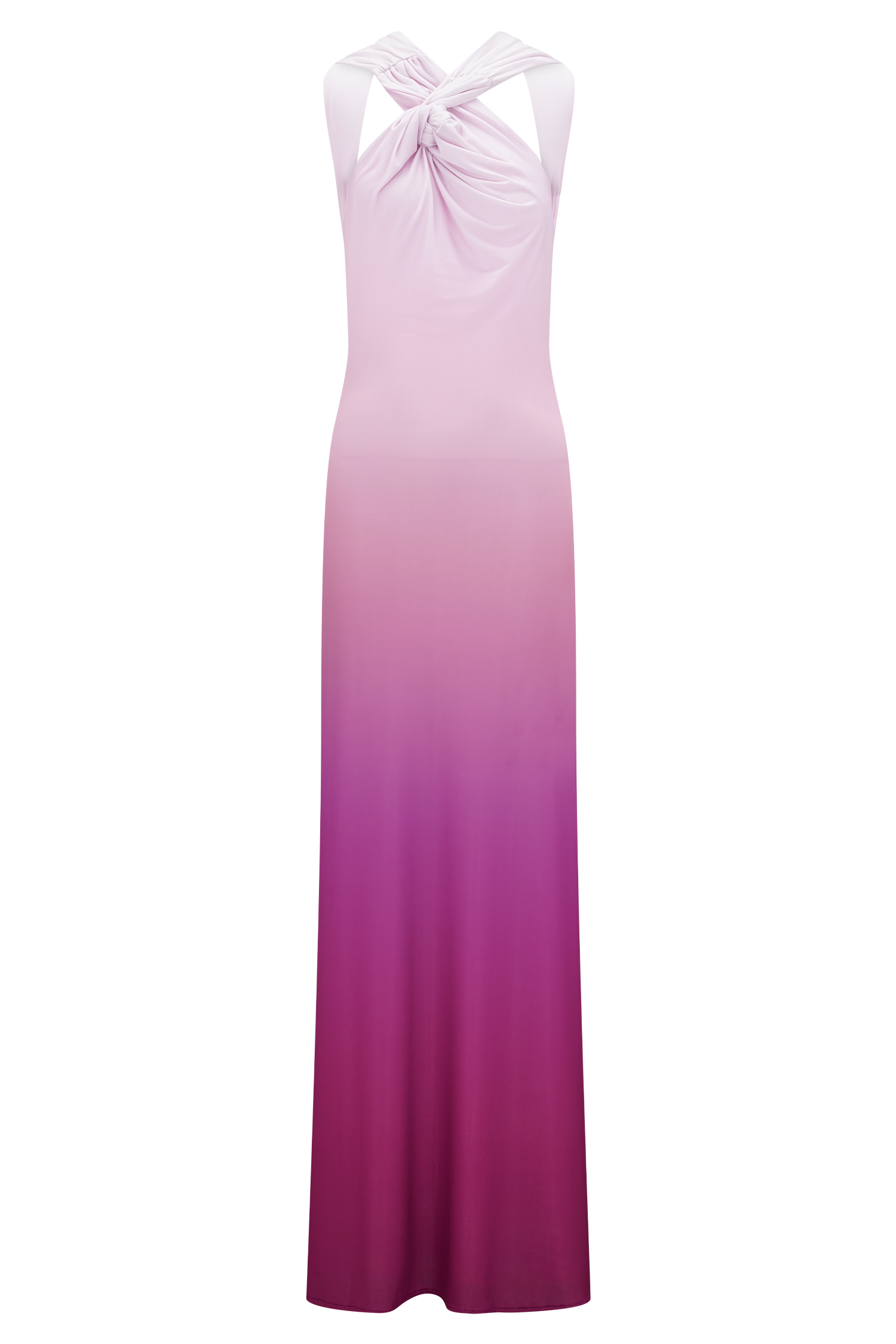 Marlee Asymmetrical Slinky Maxi Dress - Ombre Pink #7