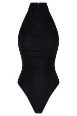 Matilda Ruched Mesh Bodysuit - Black