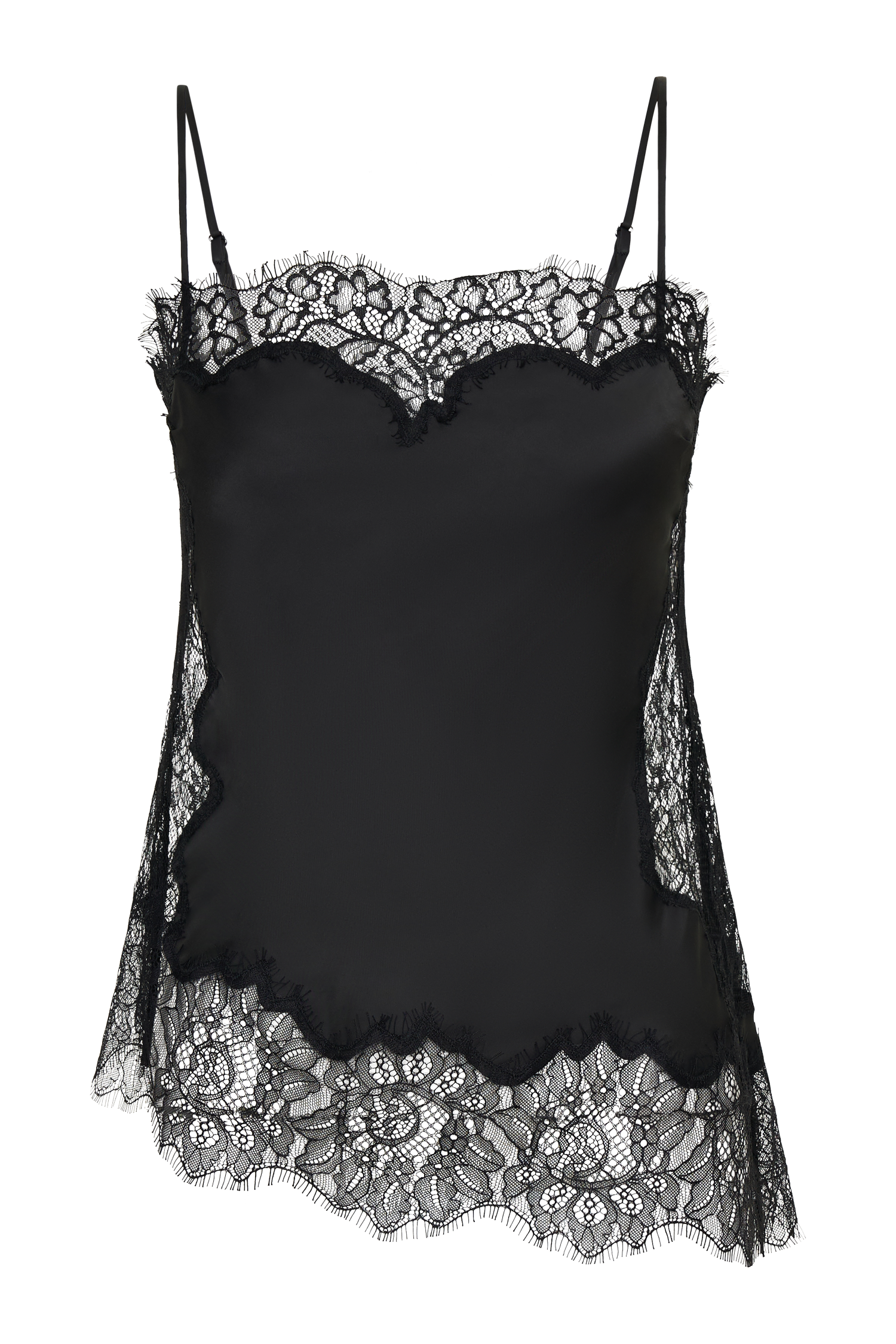 Miriam Satin & Lace Camisole - Black | MESHKI