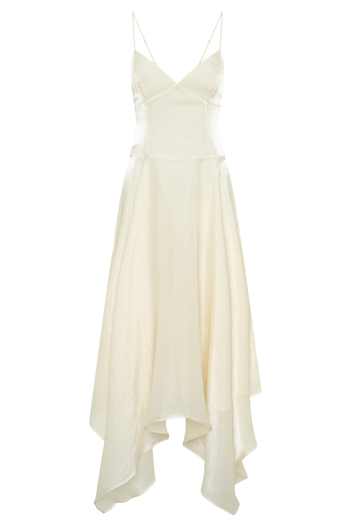 Naomi Satin Asymmetric Hem Maxi Dress - Ivory | MESHKI Naomi Satin Asymmetric Hem Maxi Dress - Ivory | MESHKI