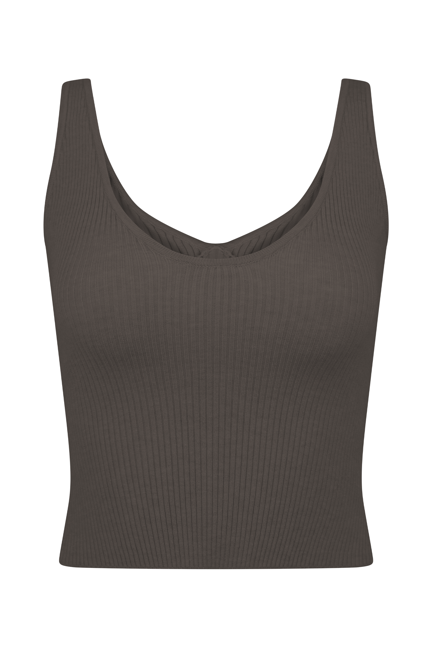 Natalya Ribbed Knit Cami Top - Dark Chocolate | MESHKI