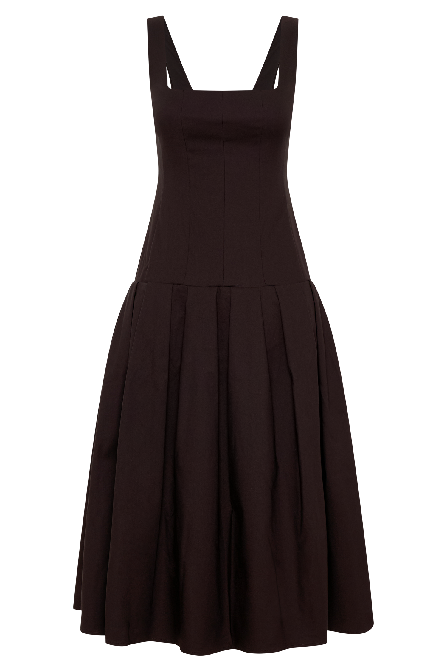 Natascha Drop Waist Cotton Midi Dress - Chocolate #7