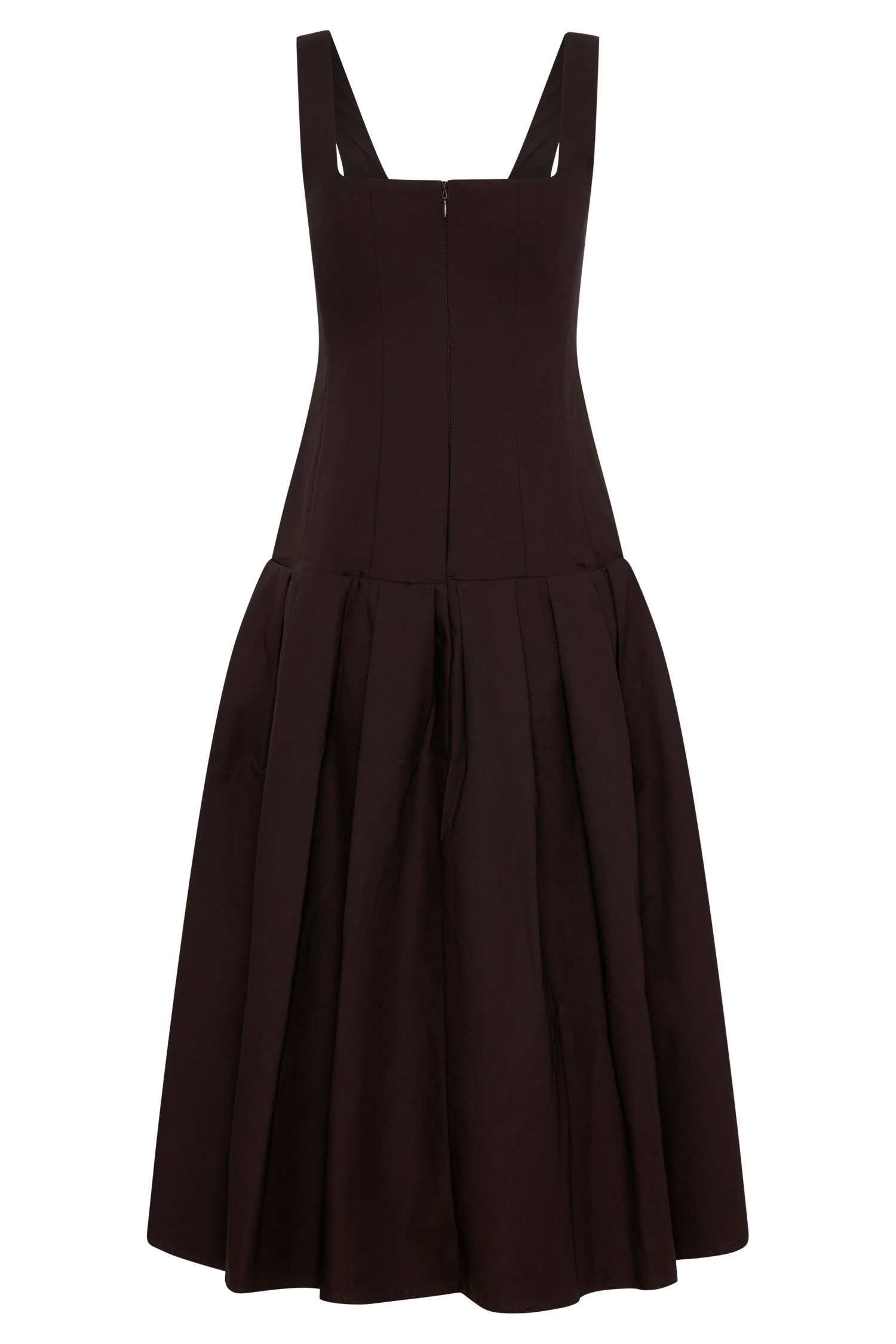 Natascha Drop Waist Cotton Midi Dress - Chocolate #6