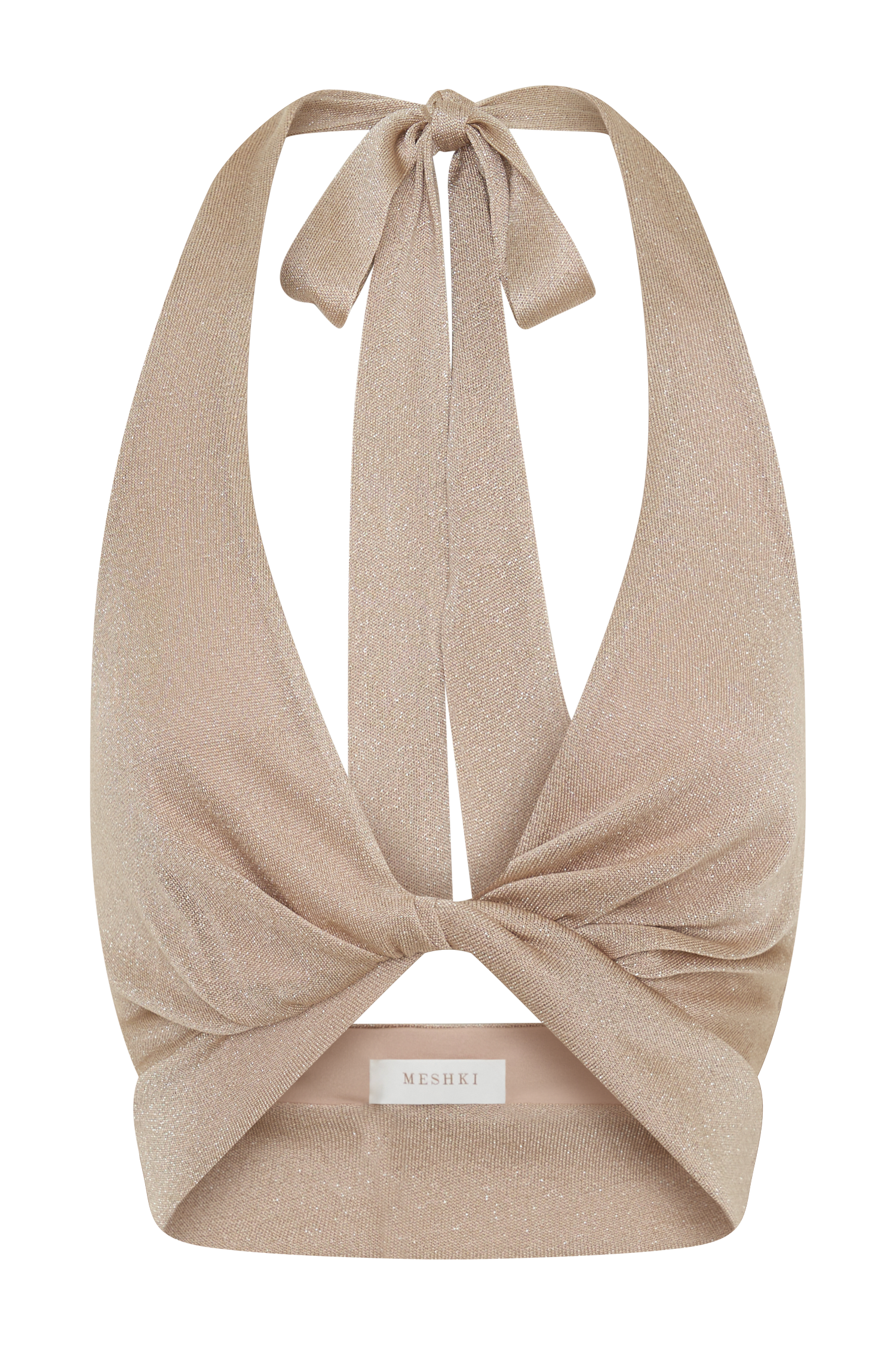 Nola Draped Lurex Halter Top - Gold #11