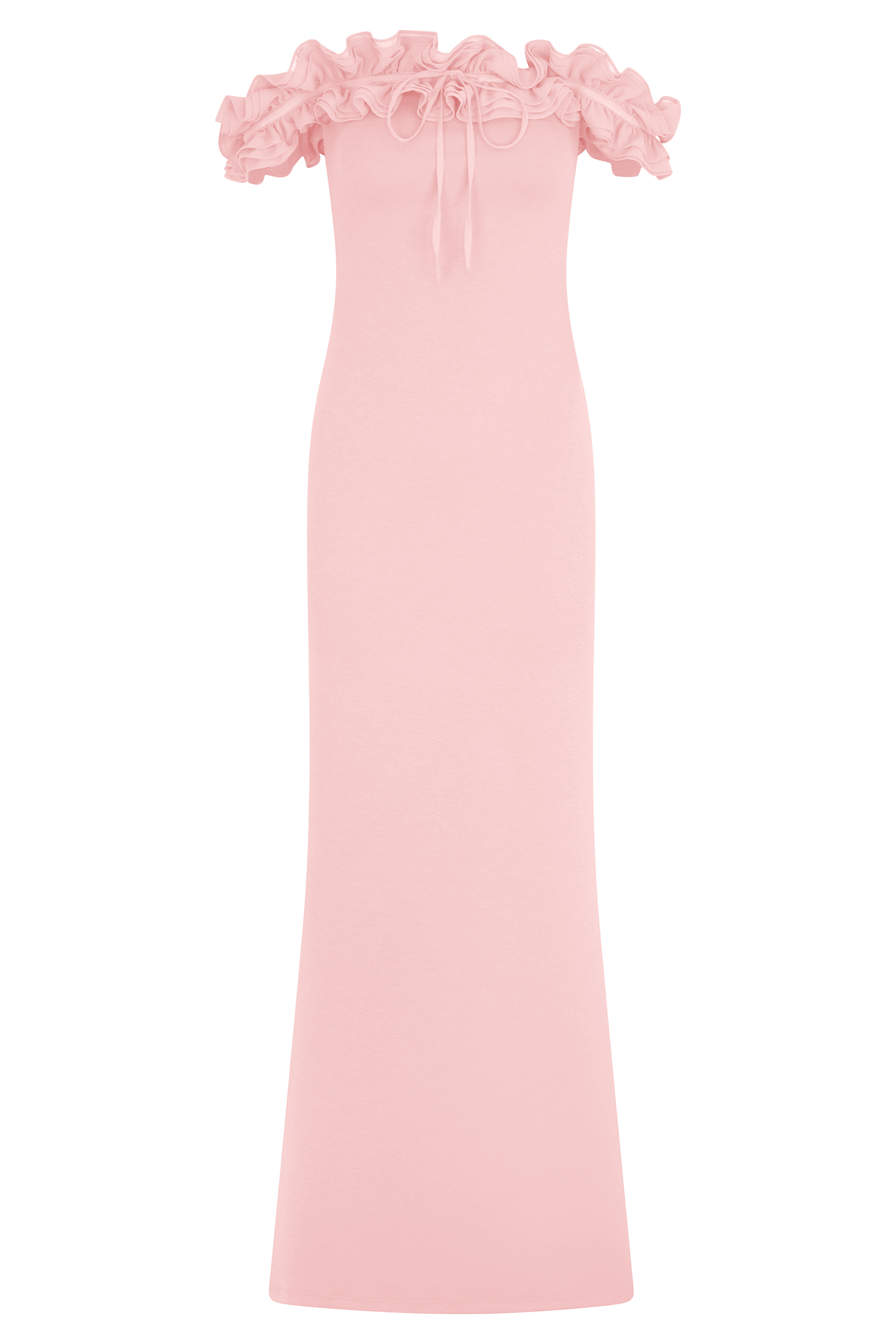 Nova Ruffle Off Shoulder Maxi Dress - Ballet Pink | MESHKI Nova Ruffle Off Shoulder Maxi Dress - Ballet Pink | MESHKI