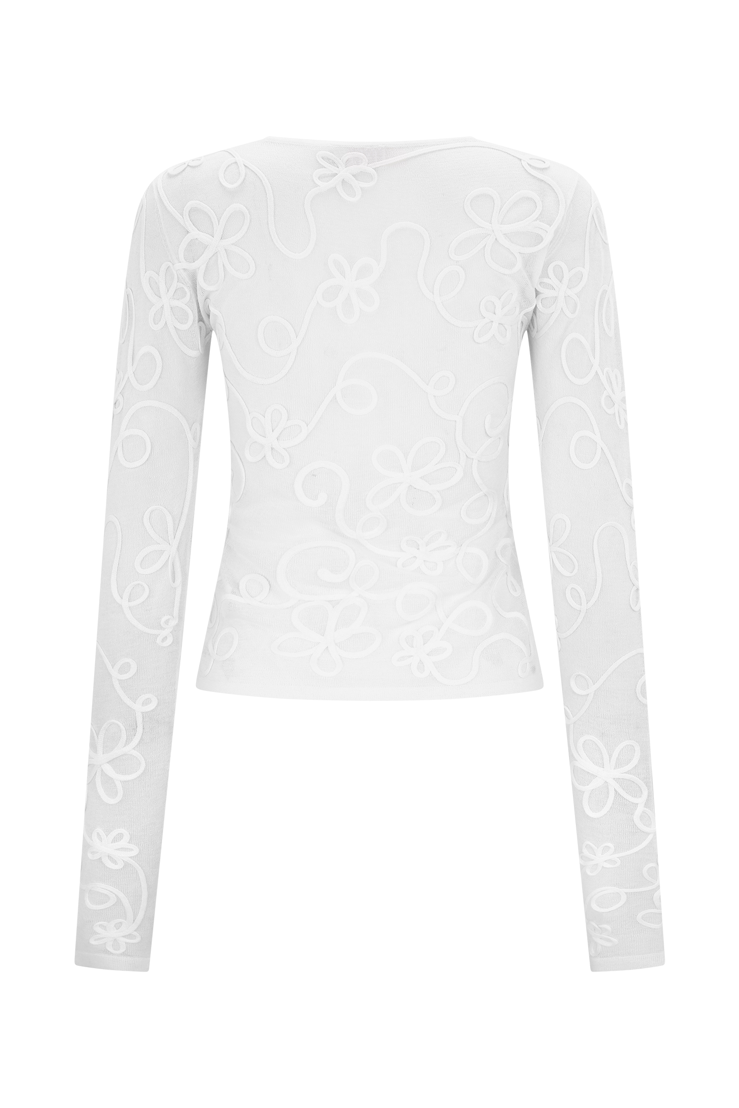 Omari Embroidery Long Sleeve Knit Top - Ivory | MESHKI