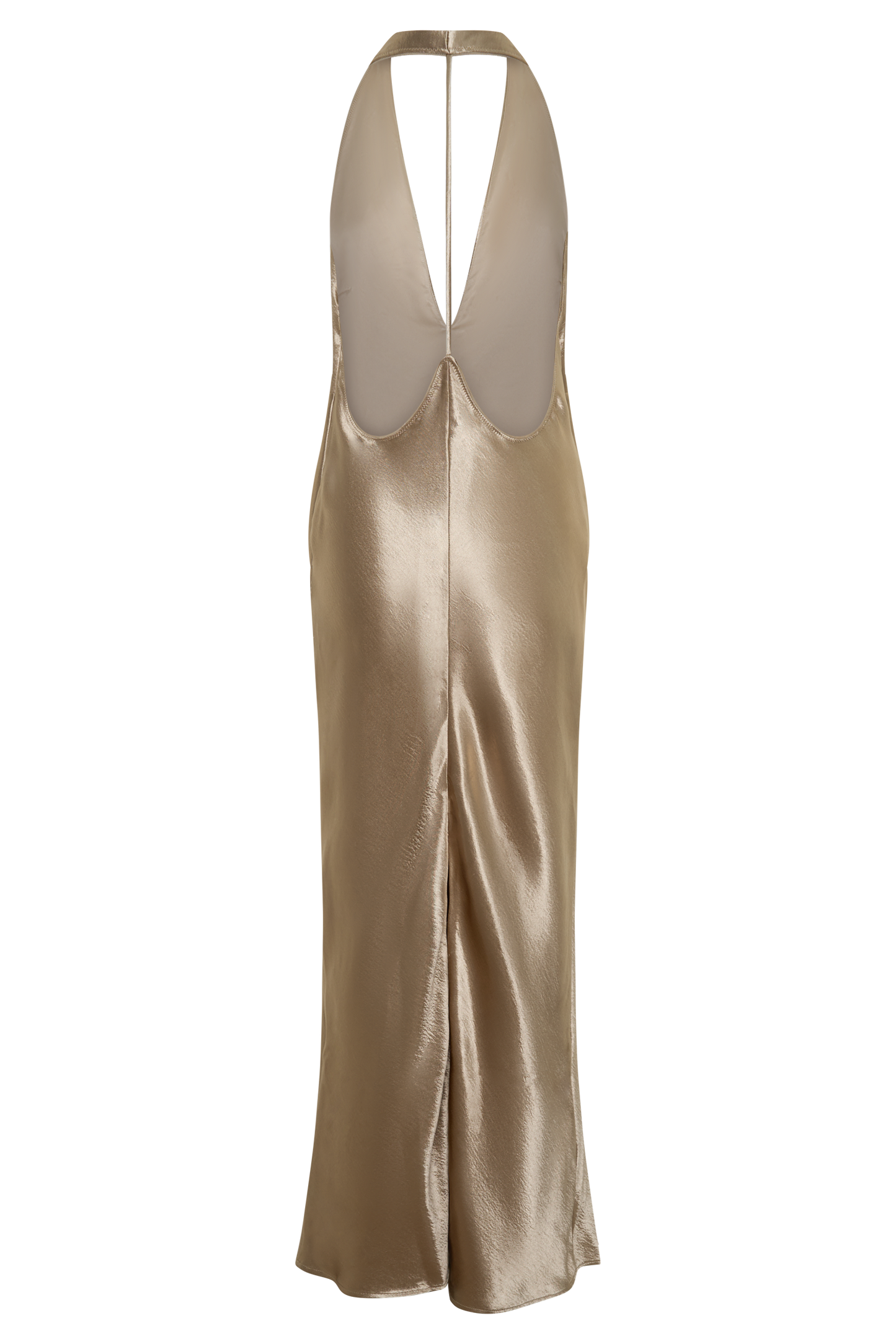 Peyton V neck Satin Maxi Dress - Gold