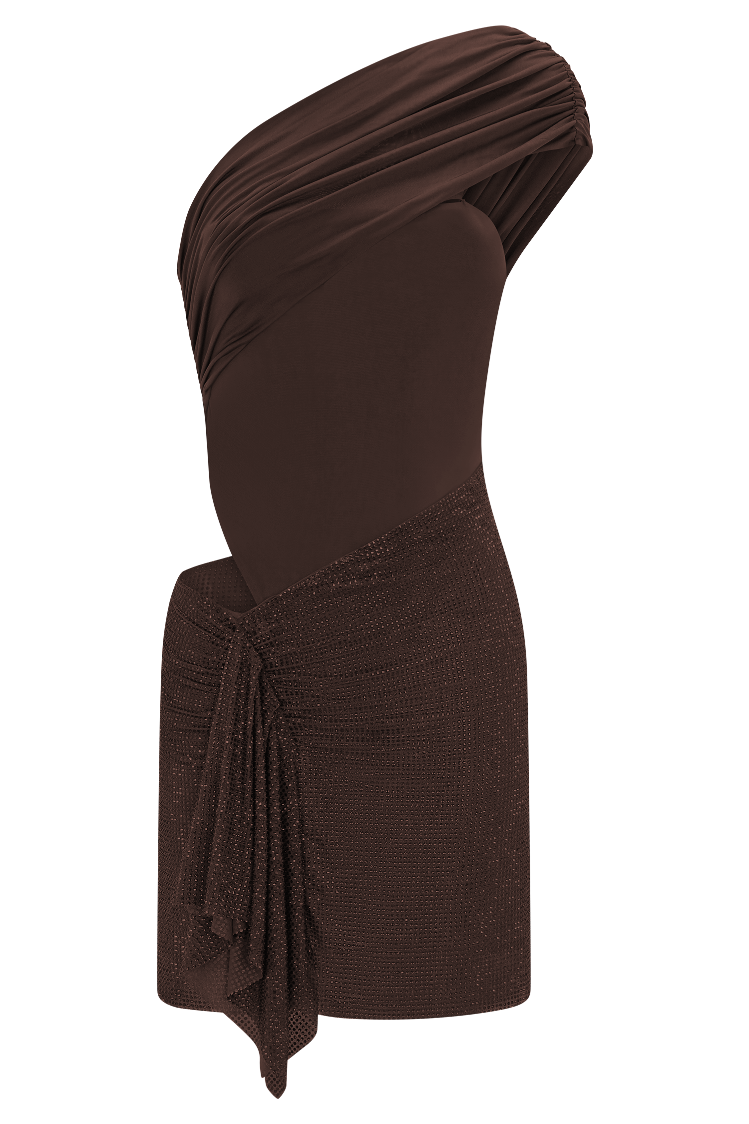 Paisley Slinky And Diamante Mini Dress - Chocolate #11