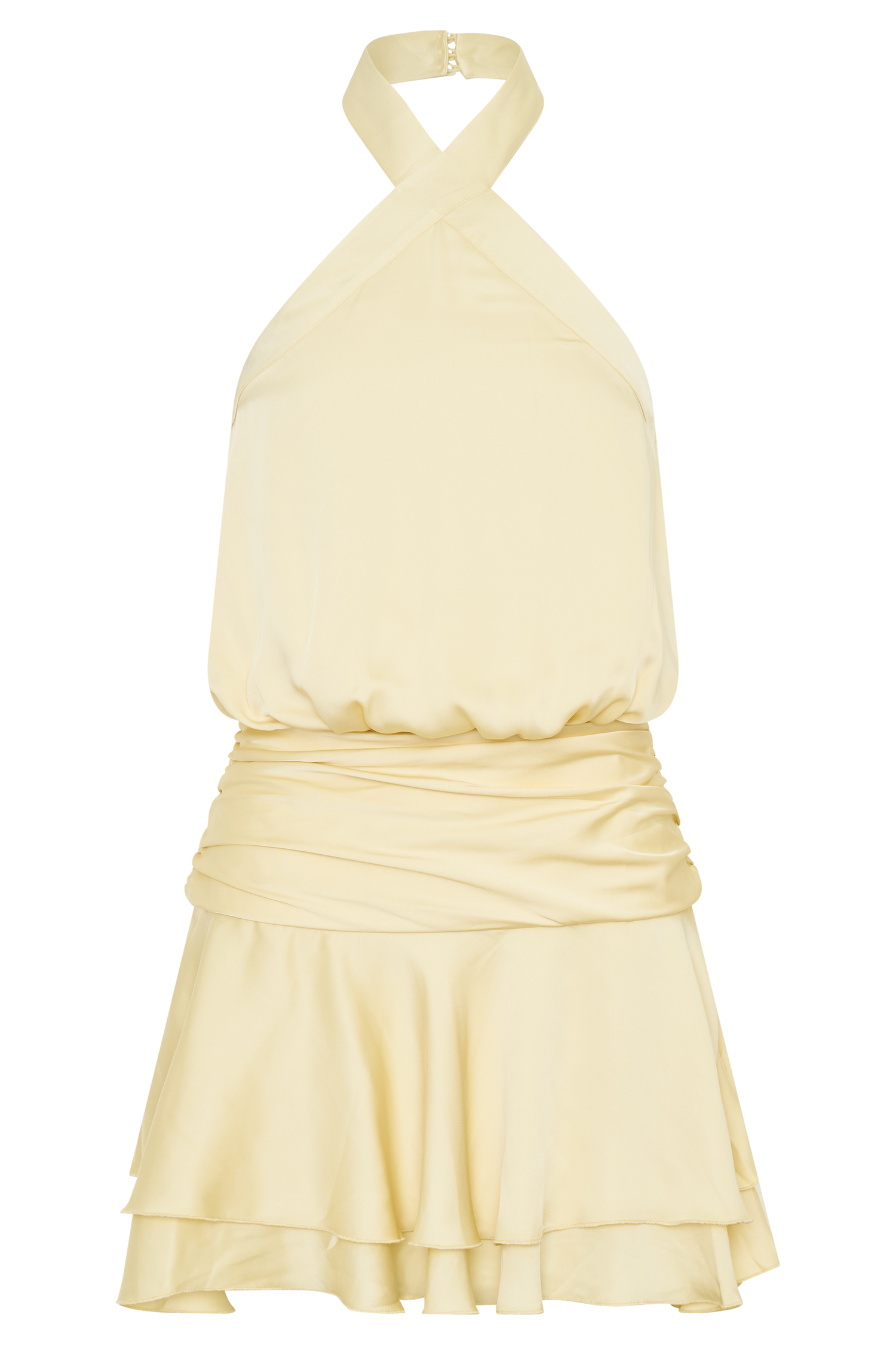 Poppy Satin Halter Mini Dress - Lemon #9