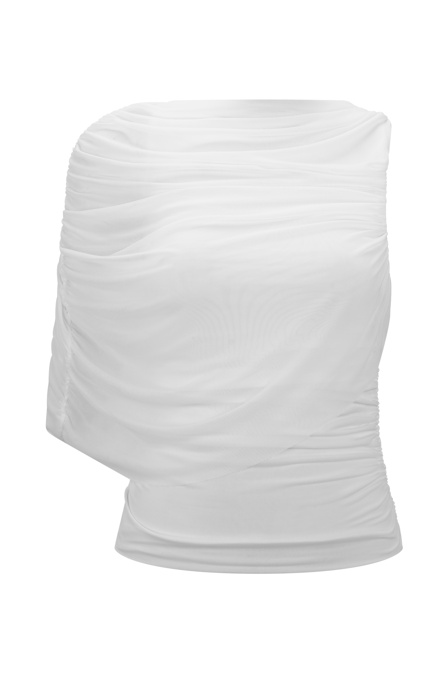 Pruedance Slinky Draped Top With Mesh Overlay - White #9