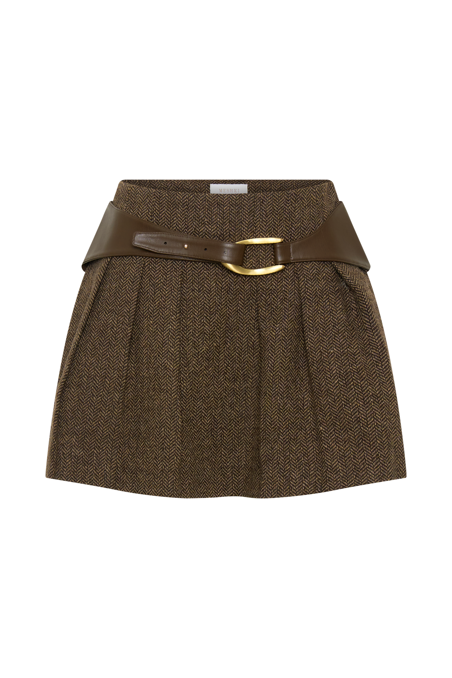 Romy Mini Skirt With Hardware - Herringbone