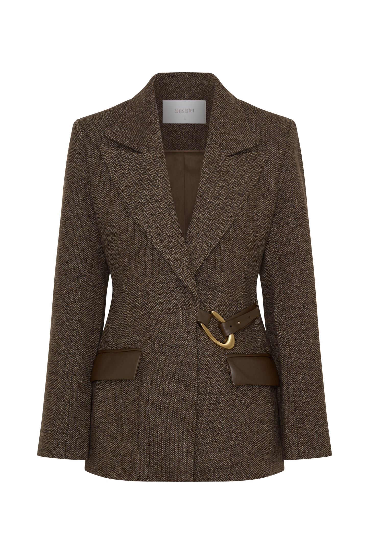 Romy Structured Blazer With Hardware - Herringbone