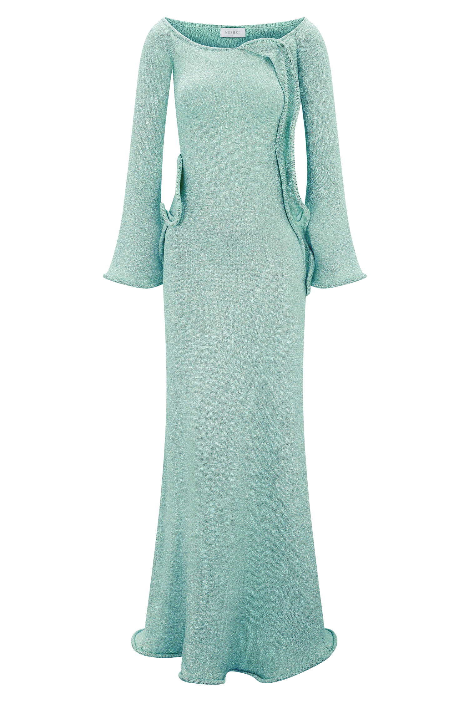 guiana embellished long sleeve mini dress in aqua Embellished Long Sleeve Mini Dress in Black