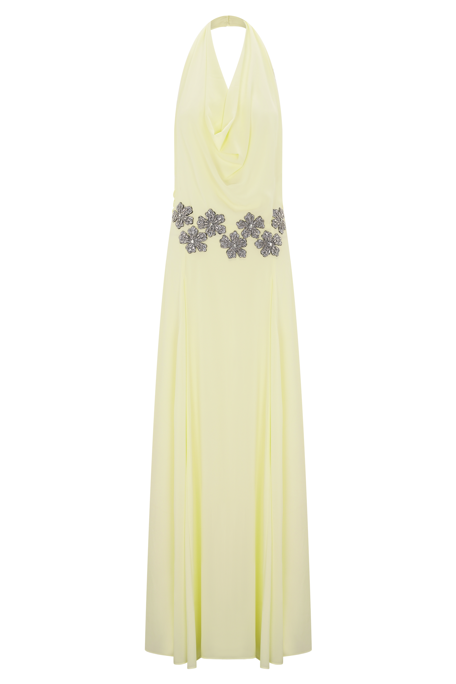 Santal Floral Chiffon Halter Maxi Dress - Lemon #8