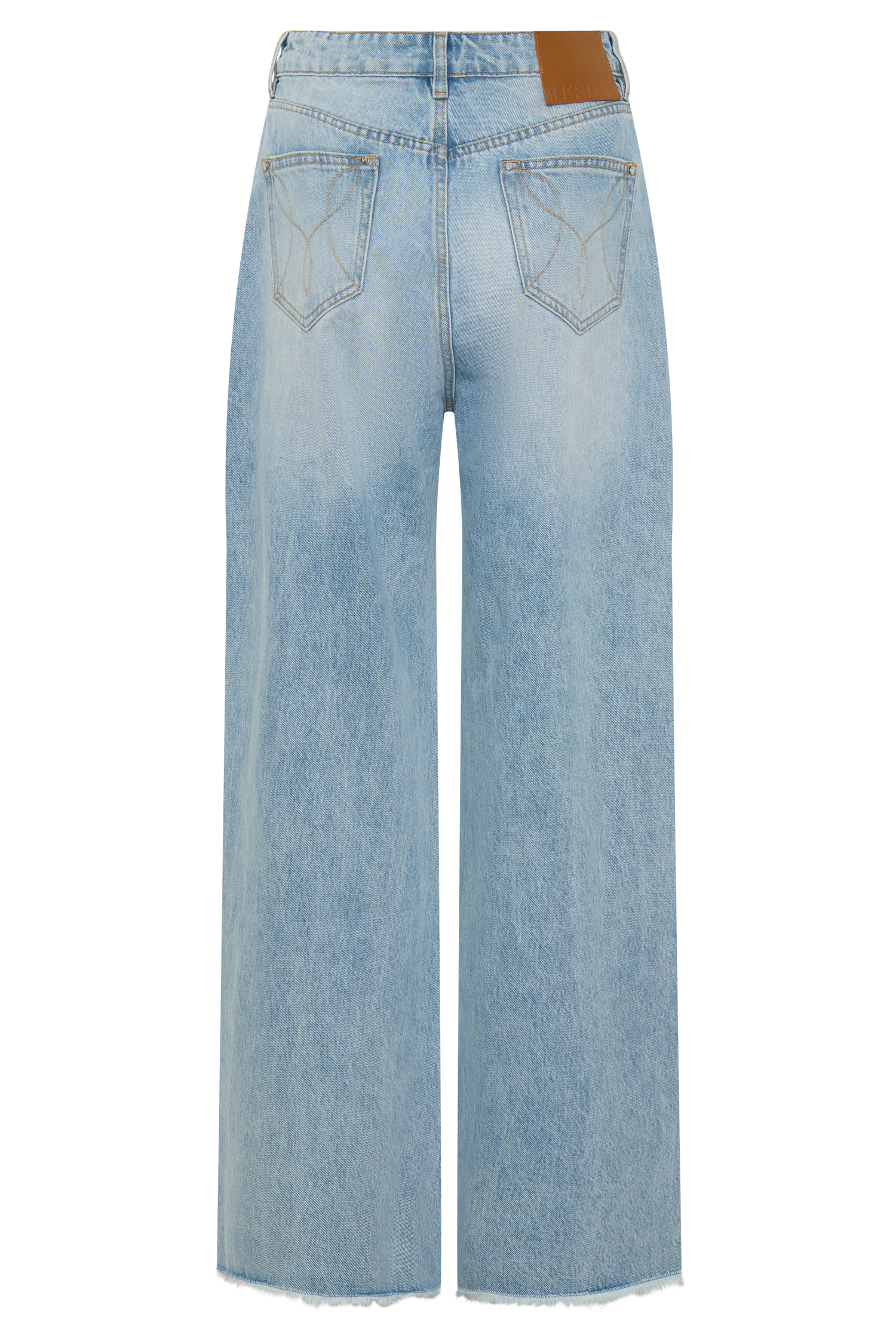Sebastian Straight Leg Denim Jeans With Fray Hem - Washed Light Blue #8
